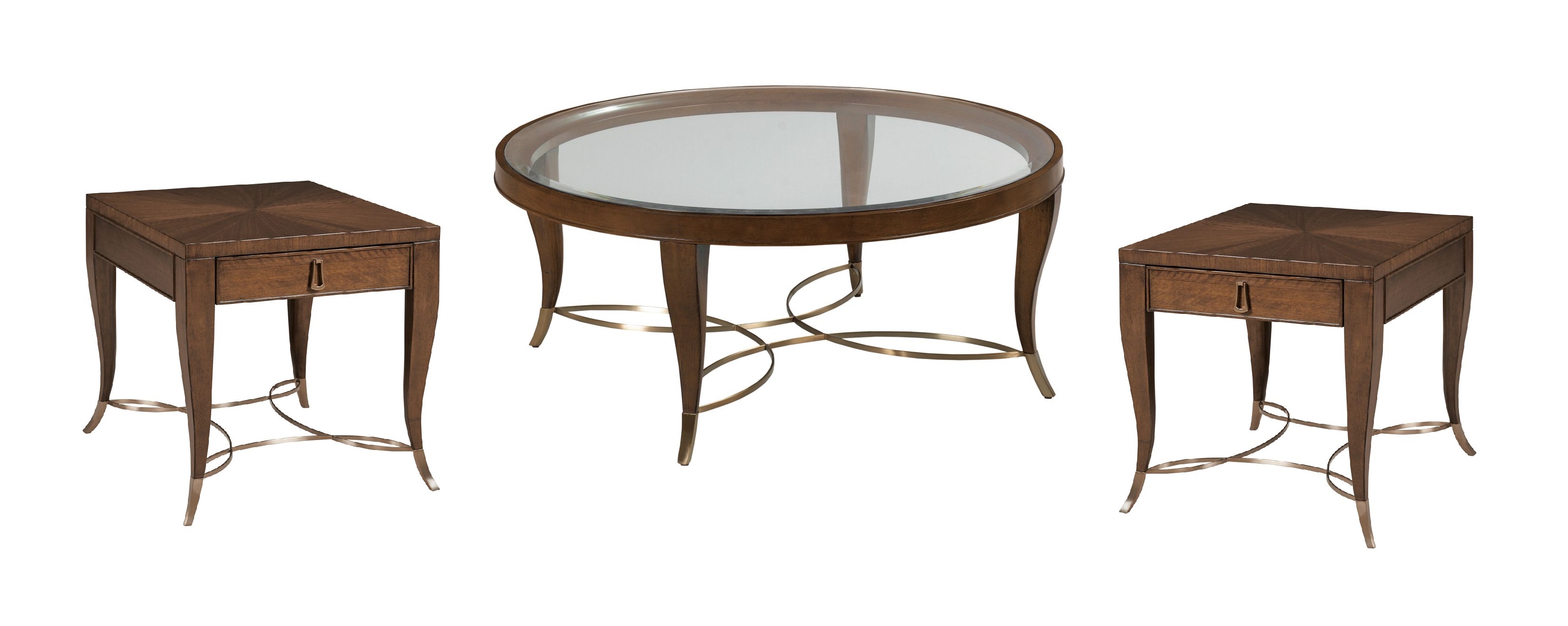 Hammary Vantage Warm Brown Round 3pc Coffee Table Set