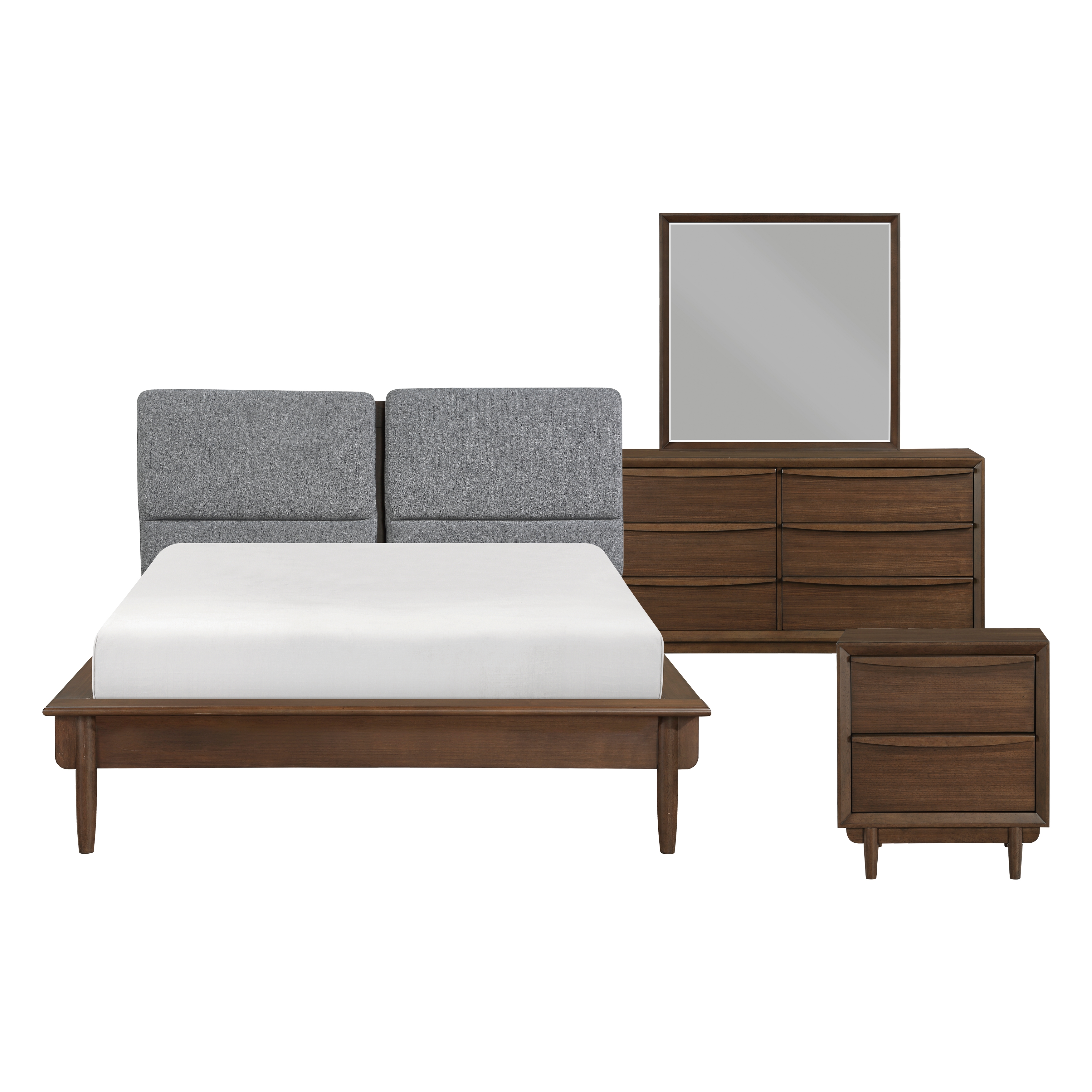 Home Elegance Astrid Brown Walnut 4pc Queen Bedroom Set