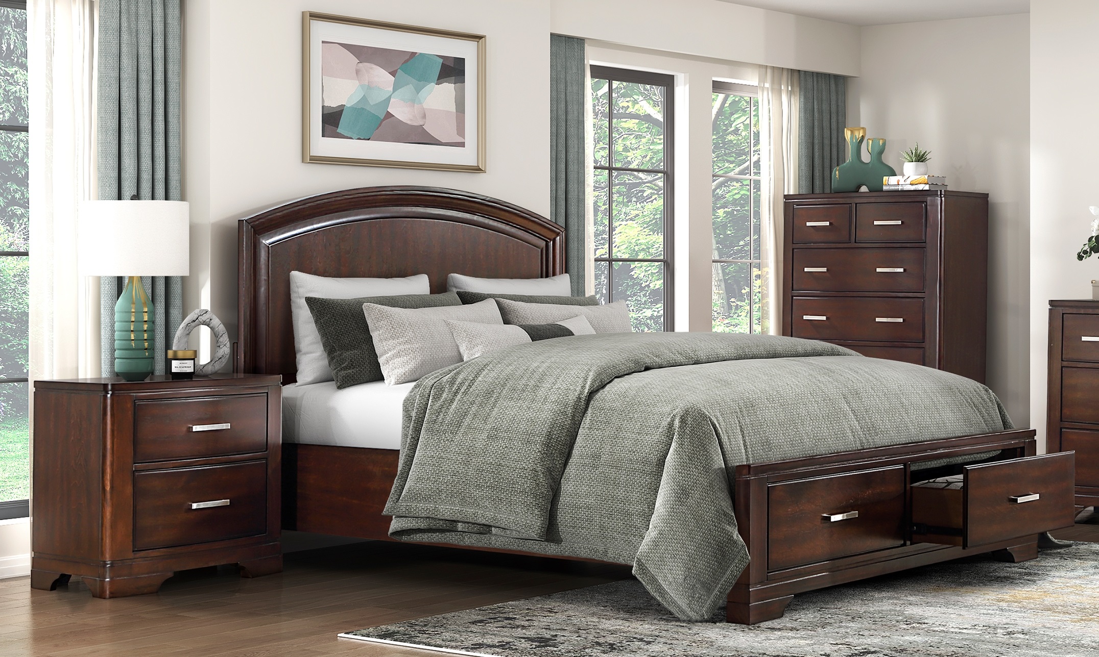 Home Elegance Hudson Cherry 2pc Full Storage Bedroom Set HE-1520CH-BR-S5 Home Elegance Hudson Cherry 2pc Full Storage Bedroom Set HE-1520CH-BR-S5