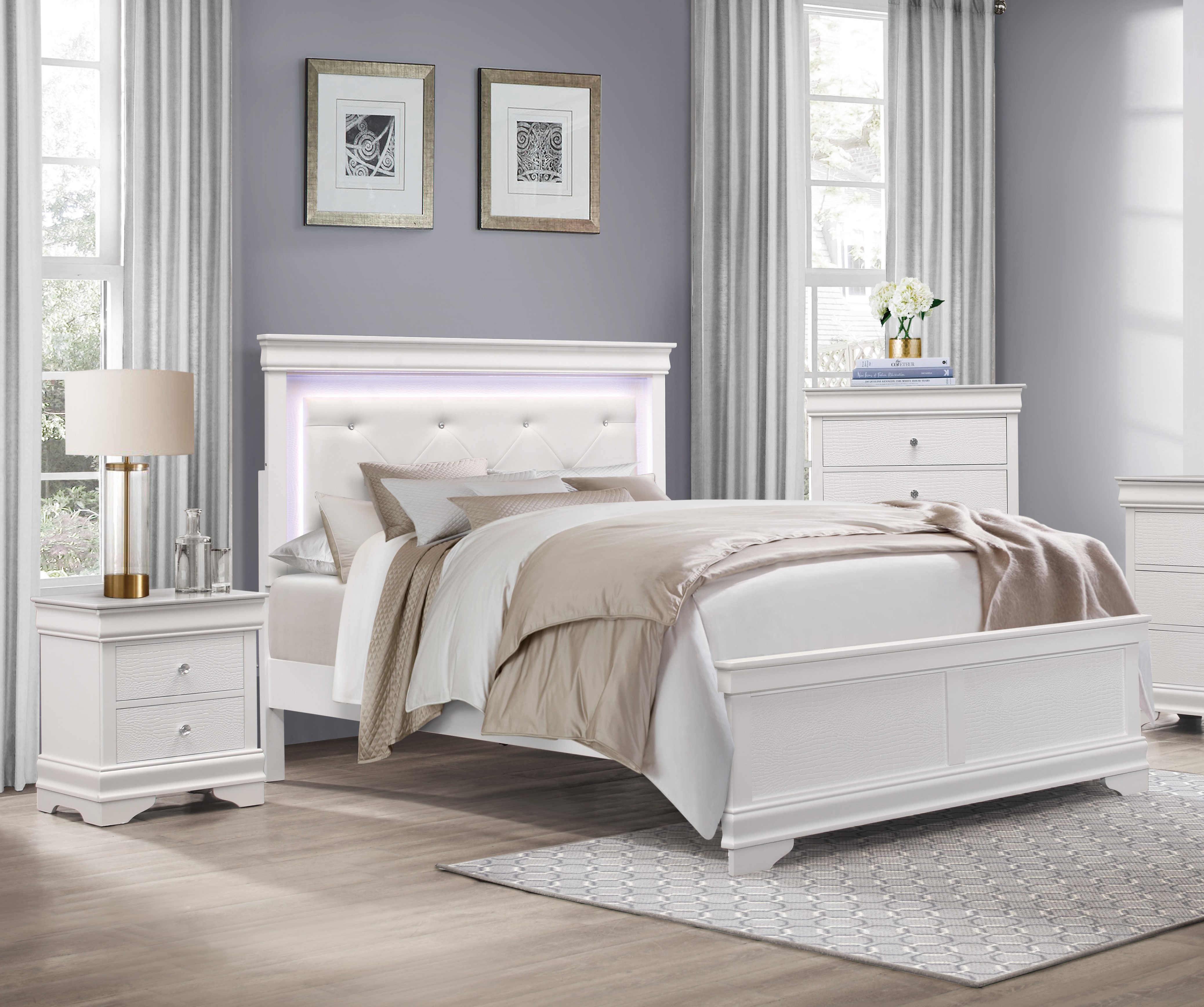 Home Elegance Lana White 2pc Kids Bedroom Set With Full Bed