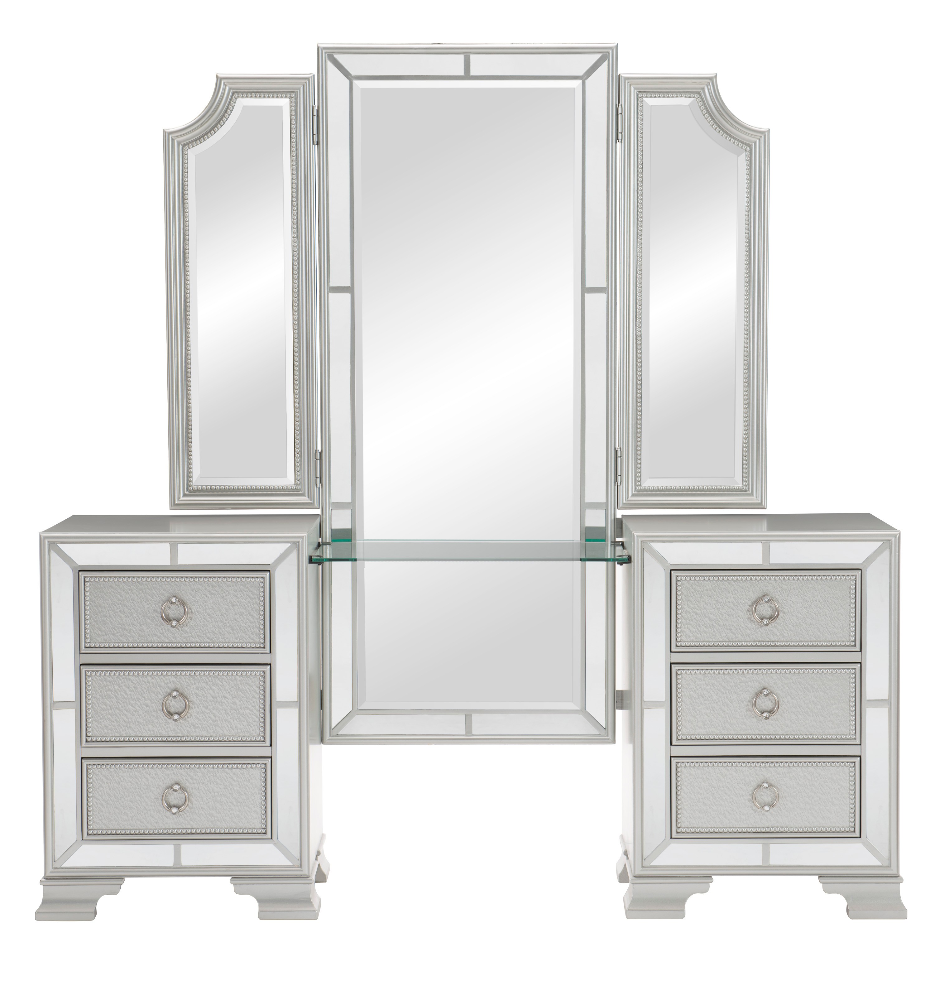 Home Elegance Avondale Gray Gold Silver Vanity Dresser with Mirror
