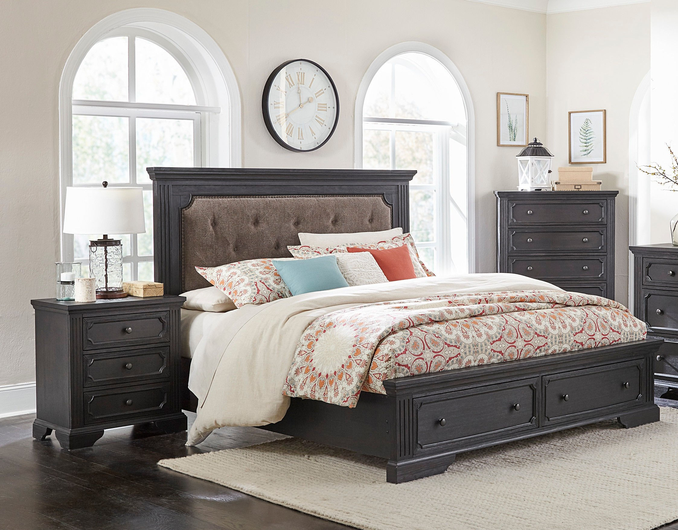 Home Elegance Bolingbrook Brown Charcoal 2pc Bedroom Set with Queen Bed