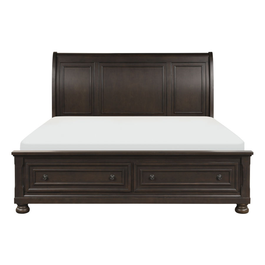 Home Elegance Begonia Brown Gray King Platform Footboard Drawers Bed