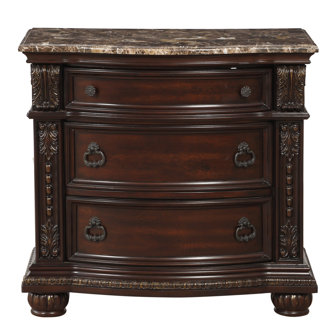 Home Elegance Cavalier Cherry Marble Top Night Stand