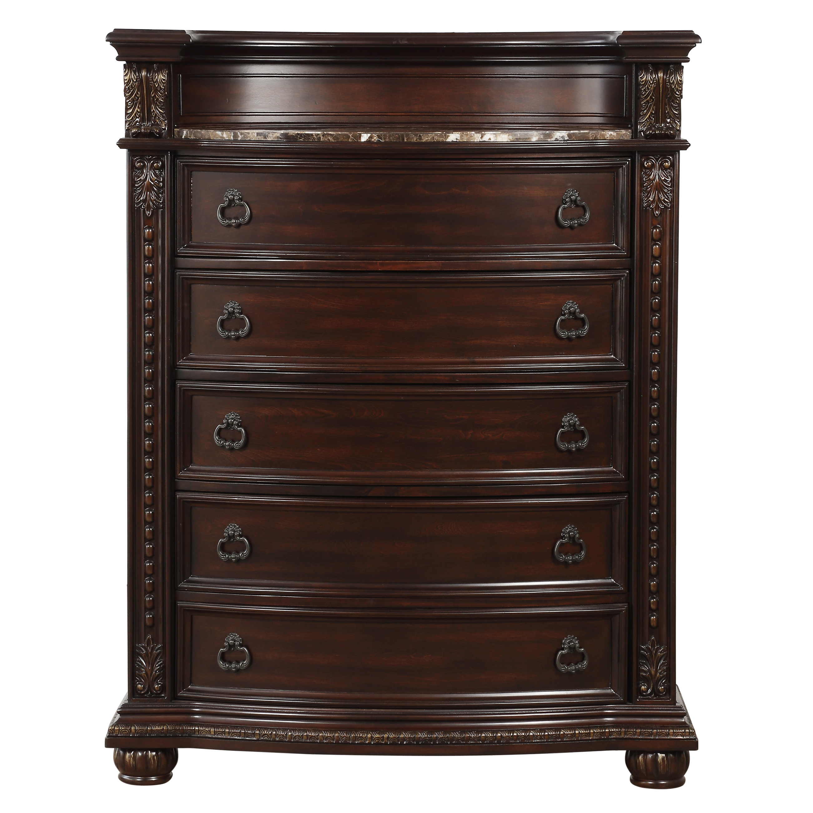 Home Elegance Cavalier Cherry Marble Insert Chest