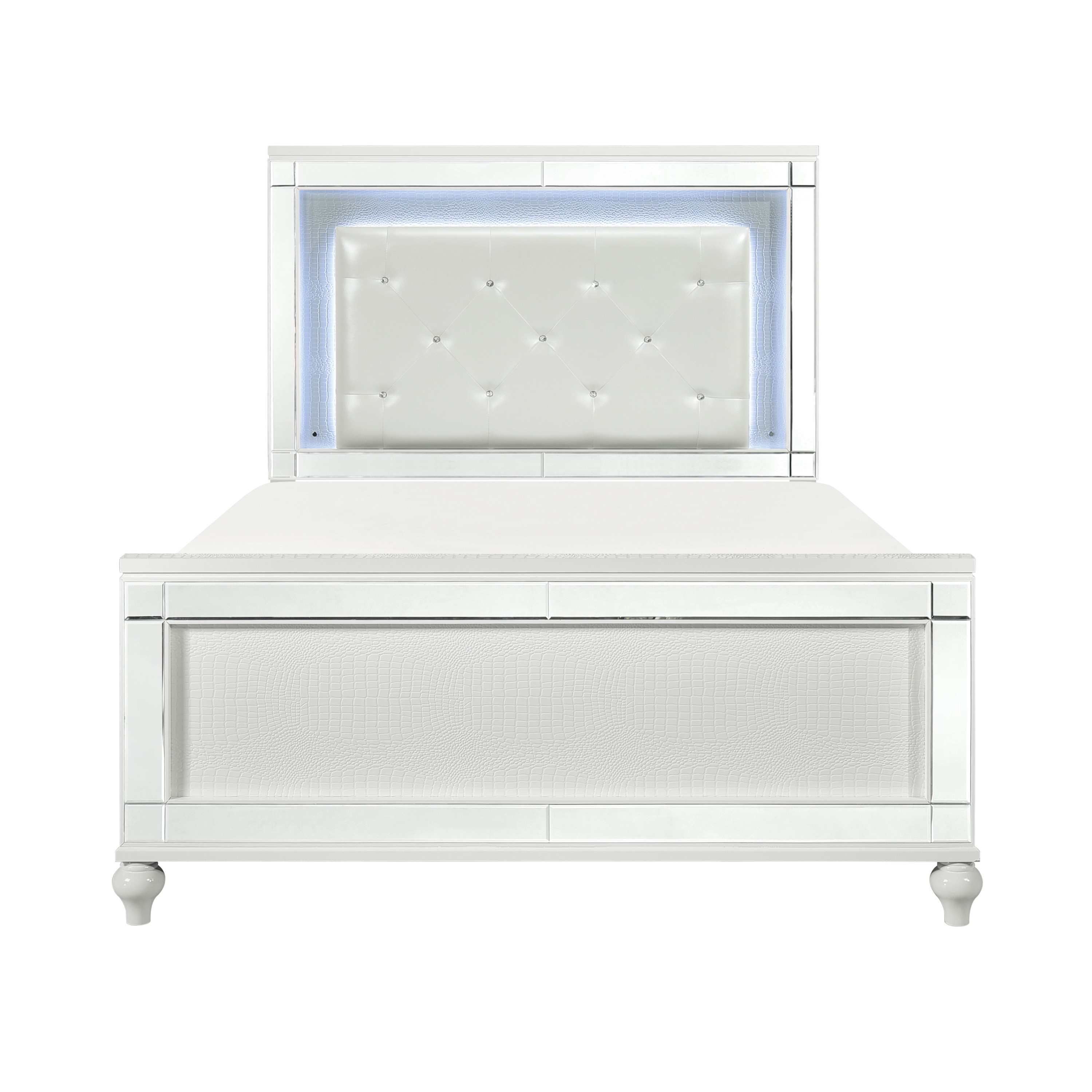 Home Elegance Alonza Gold Silver Champagne LED Lighting Cal King Bed