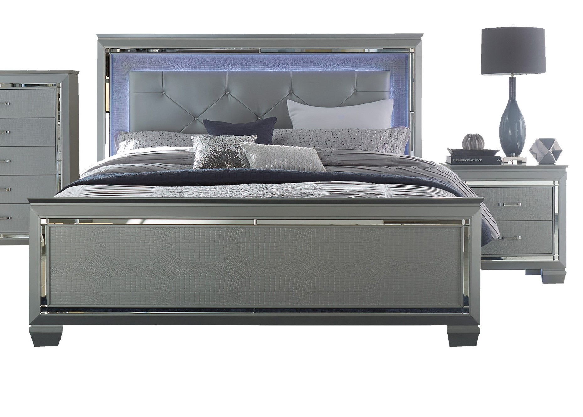 Home Elegance Allura Silver 2pc Bedroom Set with Queen Bed