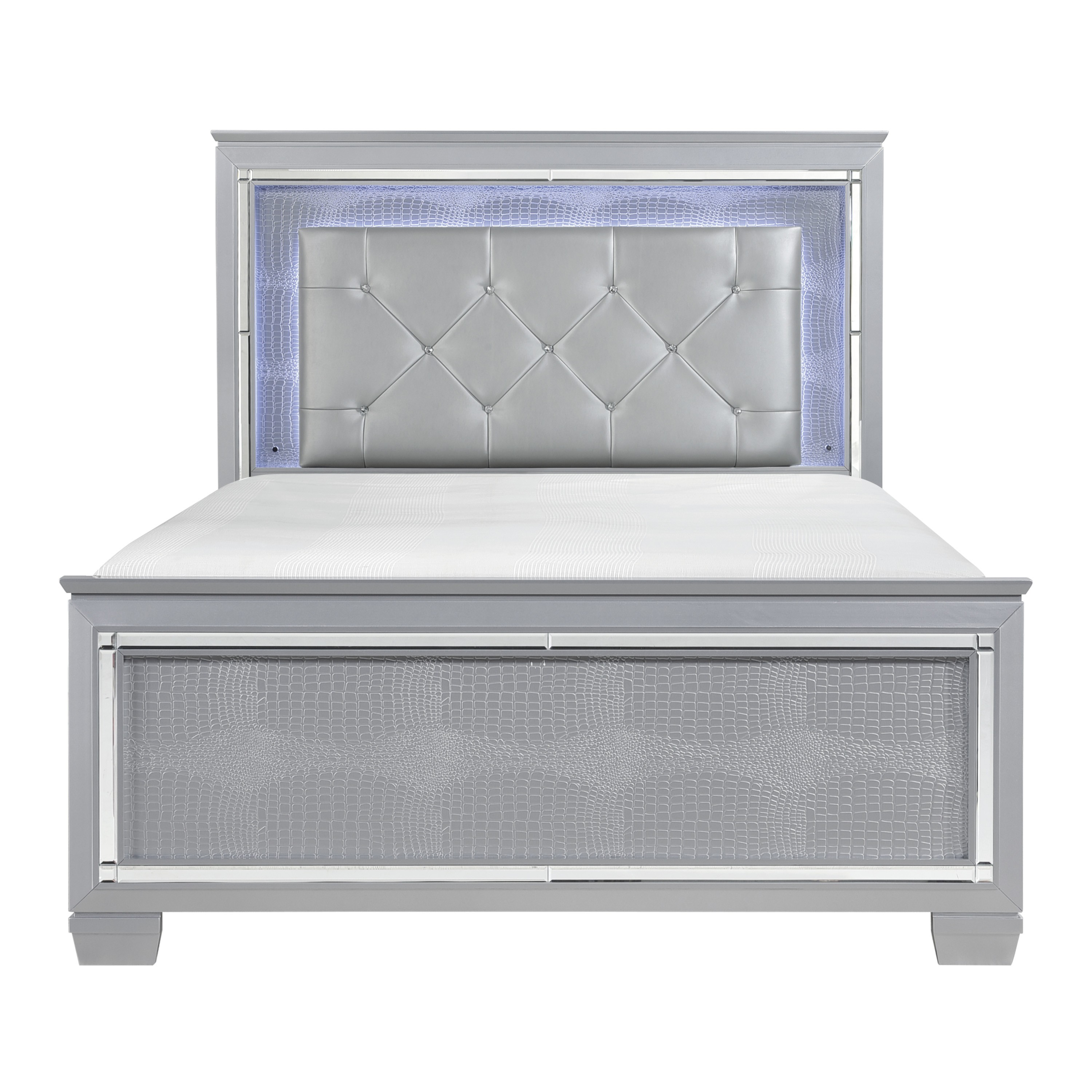 Home Elegance Allura Gold Silver Champagne LED Lighting Cal King Bed