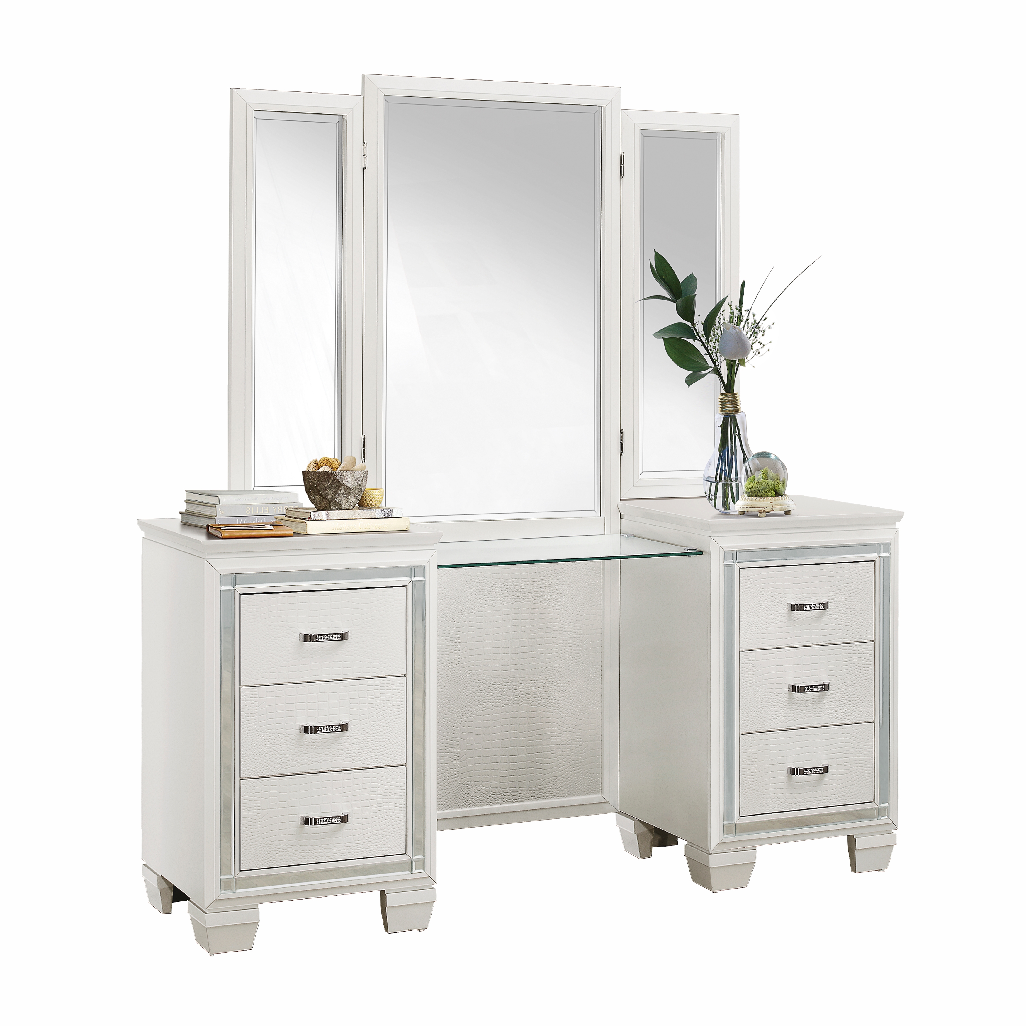 Home Elegance Allura White Vanity Dresser with Mirror