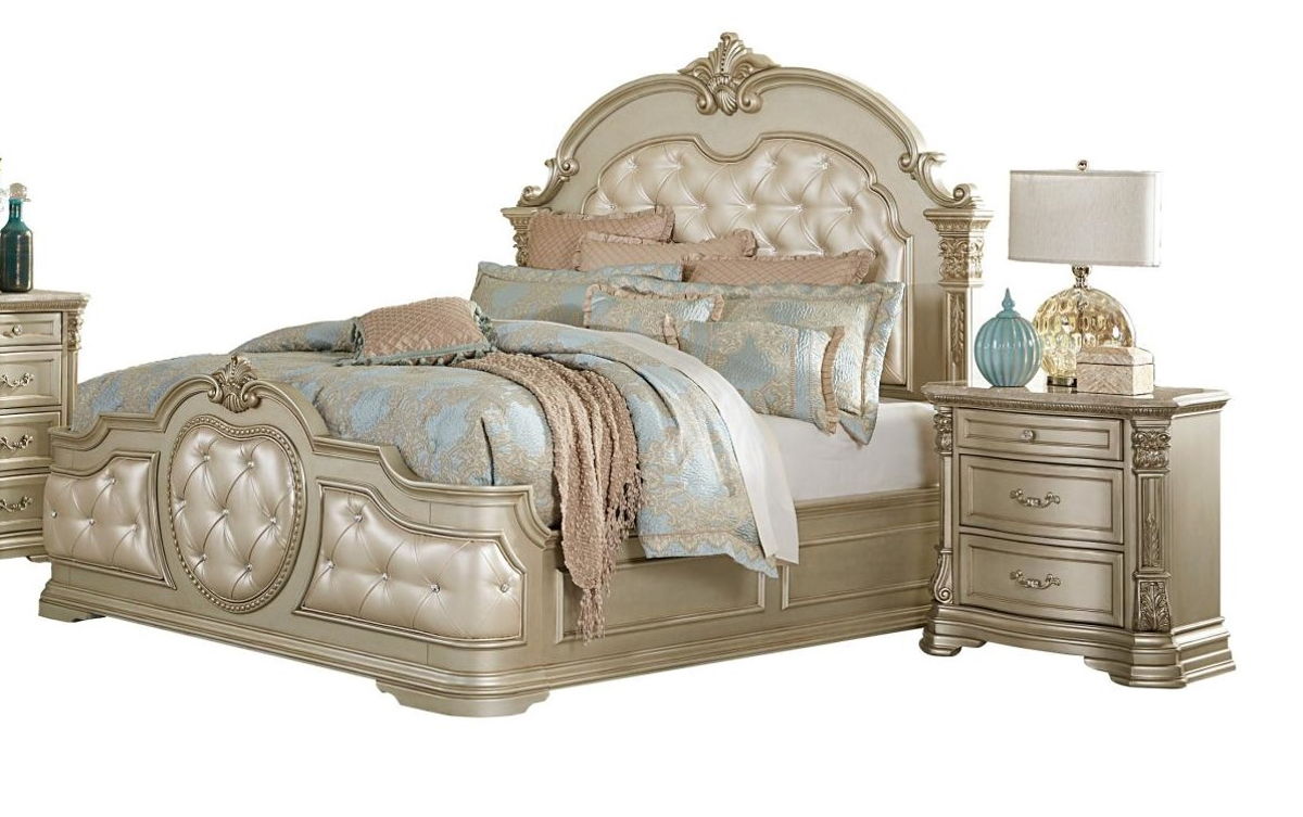 Home Elegance Antoinetta Champagne 2pc Bedroom Set with Queen Bed
