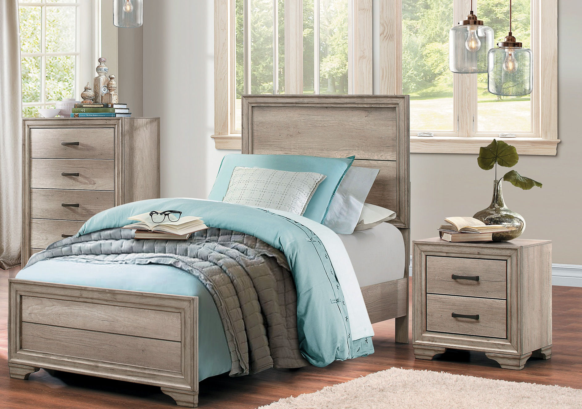Home Elegance Lonan Melamine 2pc Bedroom Set with Twin Bed