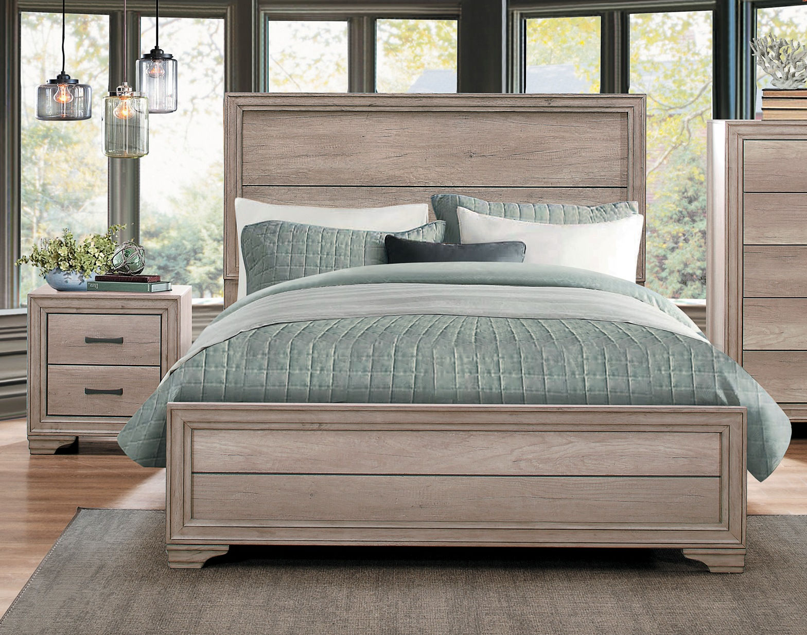 Home Elegance Lonan Melamine 4pc Bedroom Set With Queen Bed