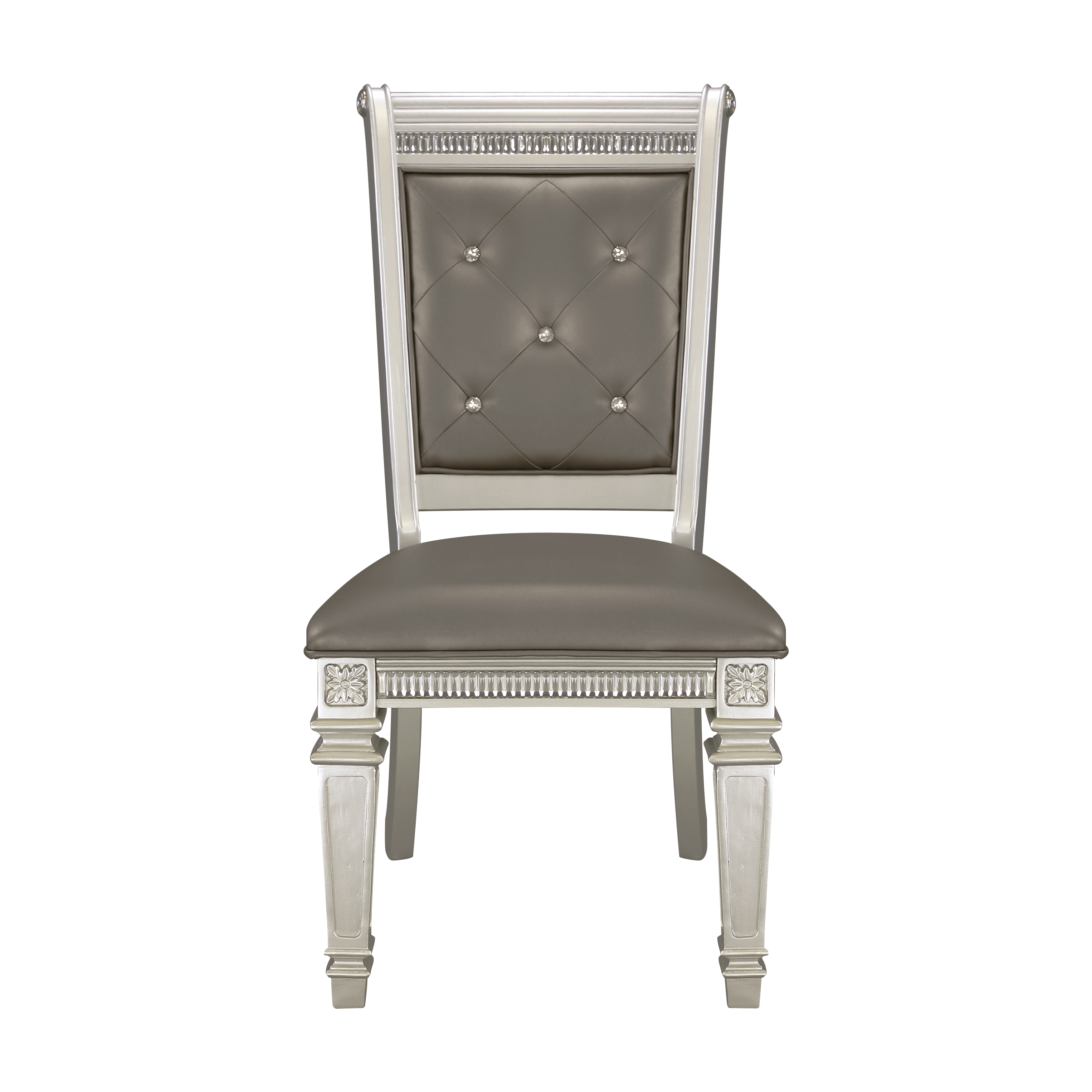 2 Home Elegance Bevelle Gold Silver Champagne Gray Side Chairs