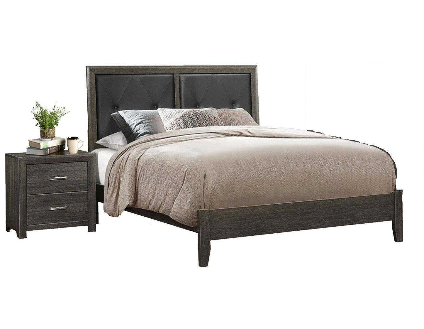 Home Elegance Edina Dark Gray 2pc Bedroom Set with King Bed