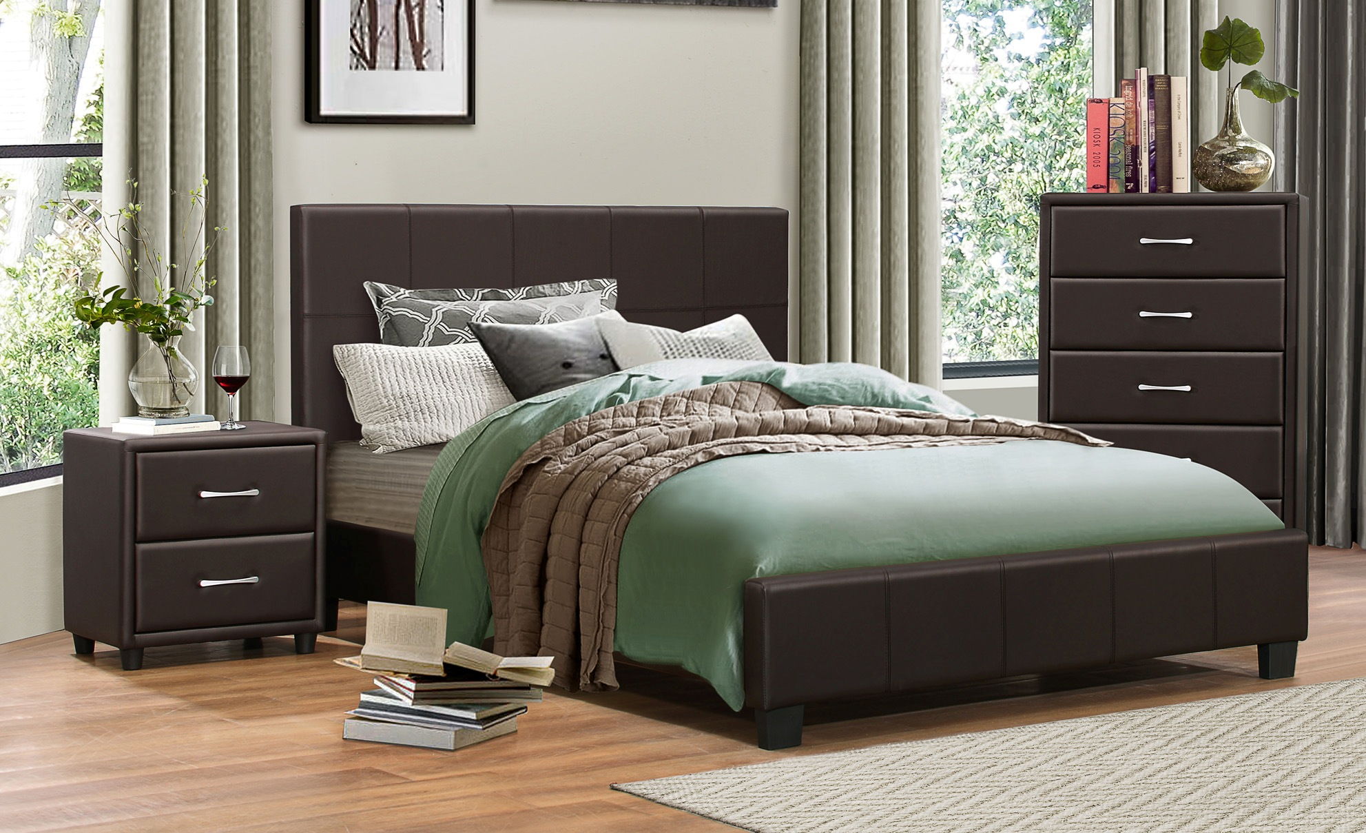 Home Elegance Lorenzi Dark Brown 2pc Bedroom Set with Full Bed