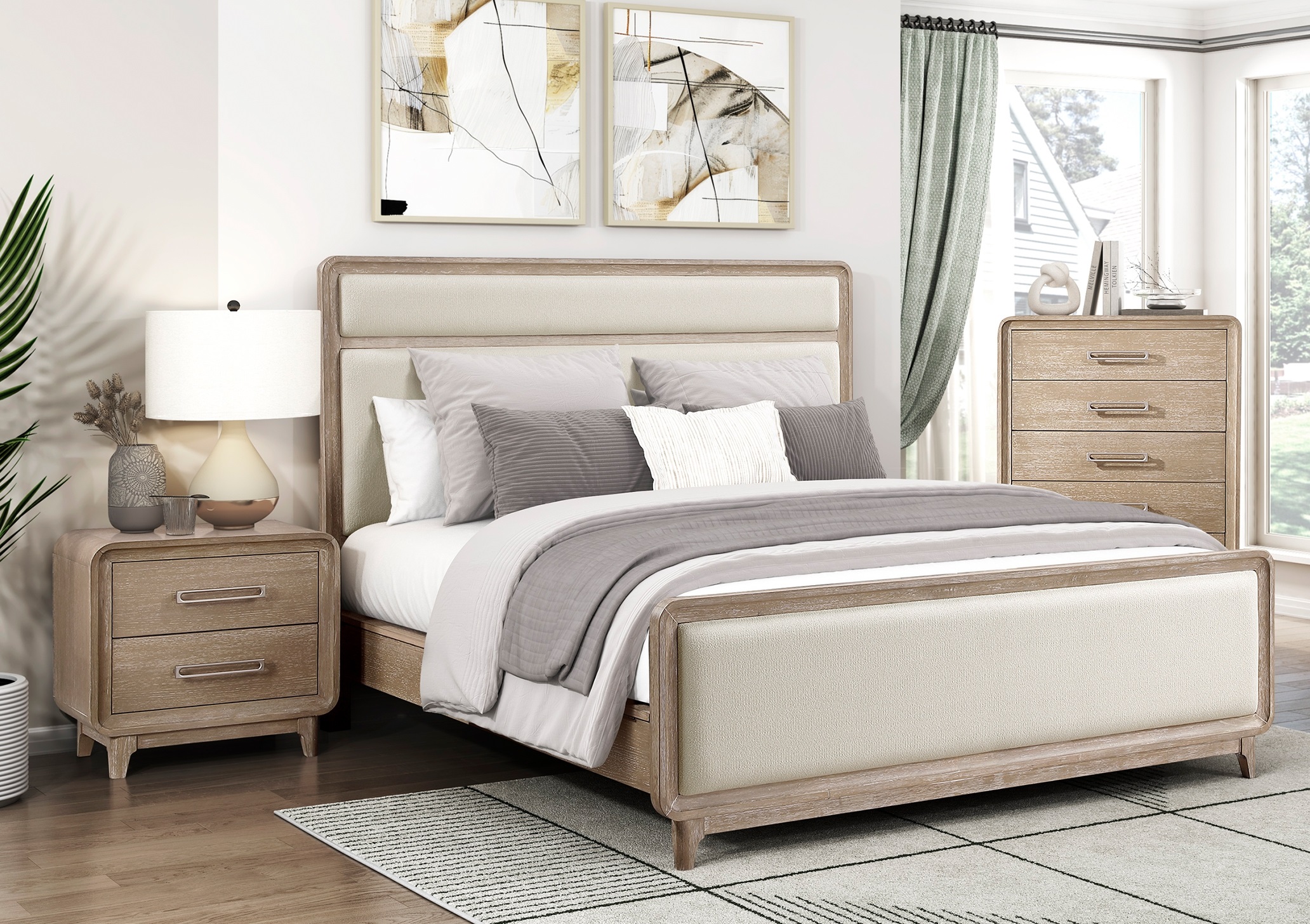 Home Elegance Wilshire Beige Natural 2pc Queen Bedroom Set