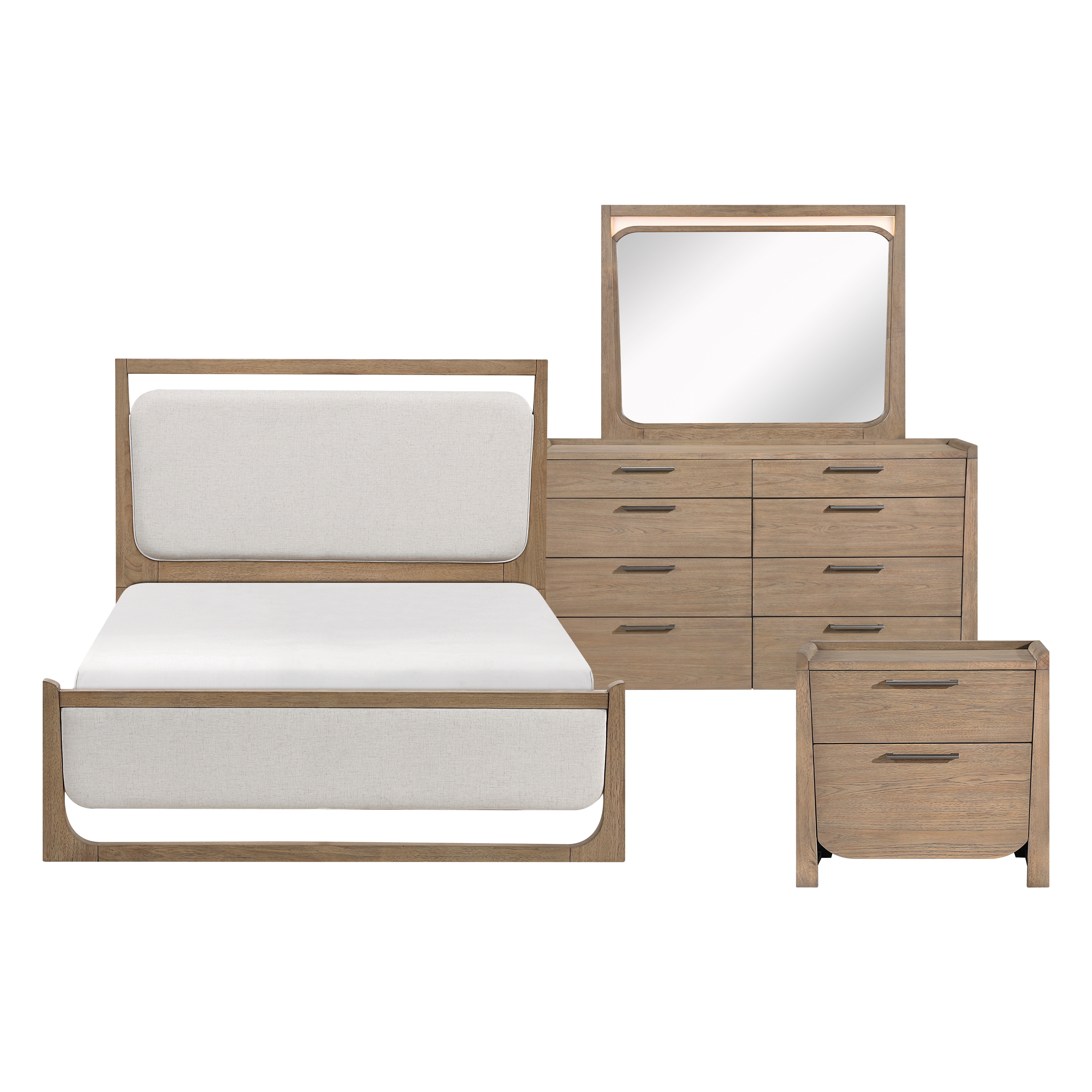 Home Elegance Riley Natural Grey 4pc Queen Bedroom Set