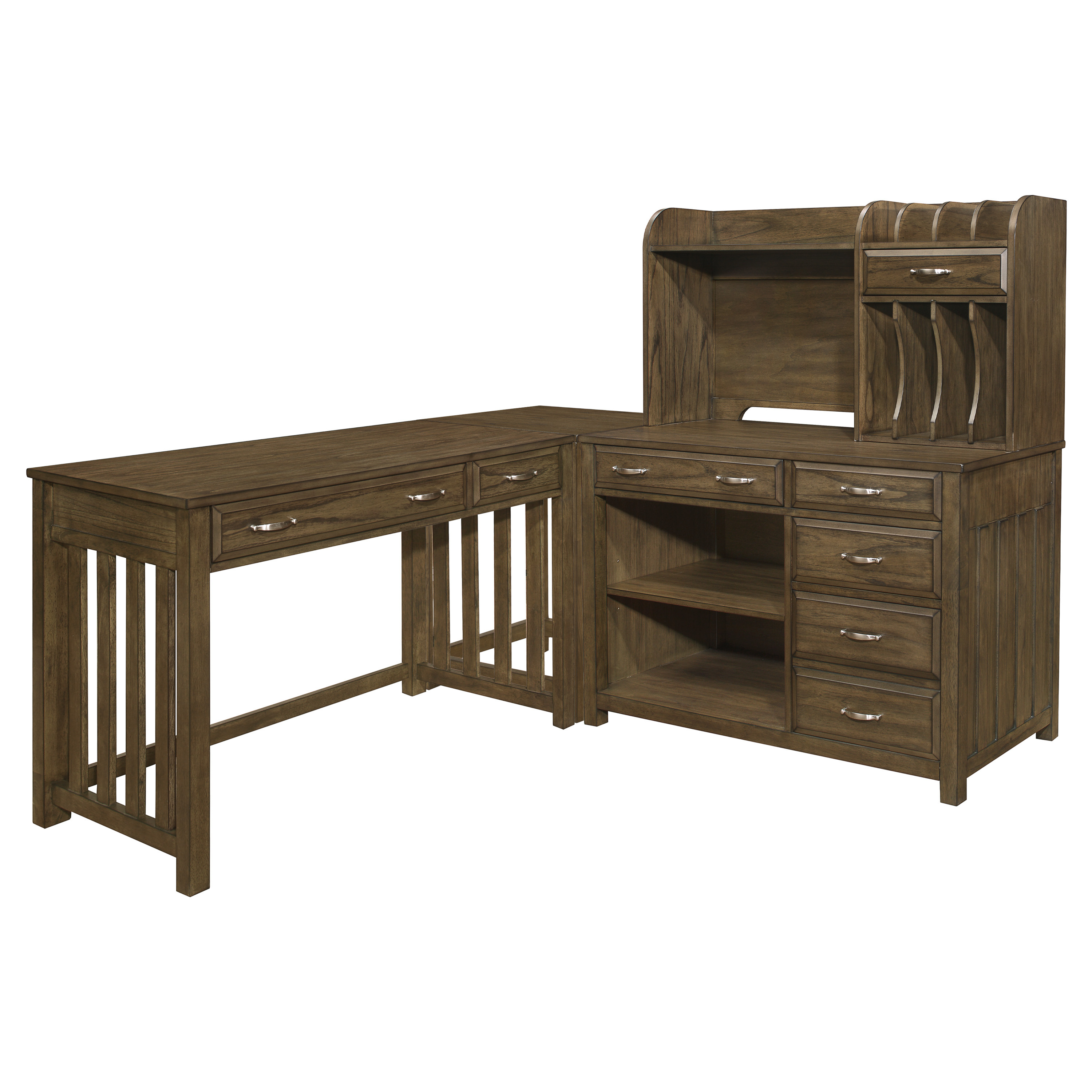 Home Elegance Blanche Brown 4pc Corner Desk
