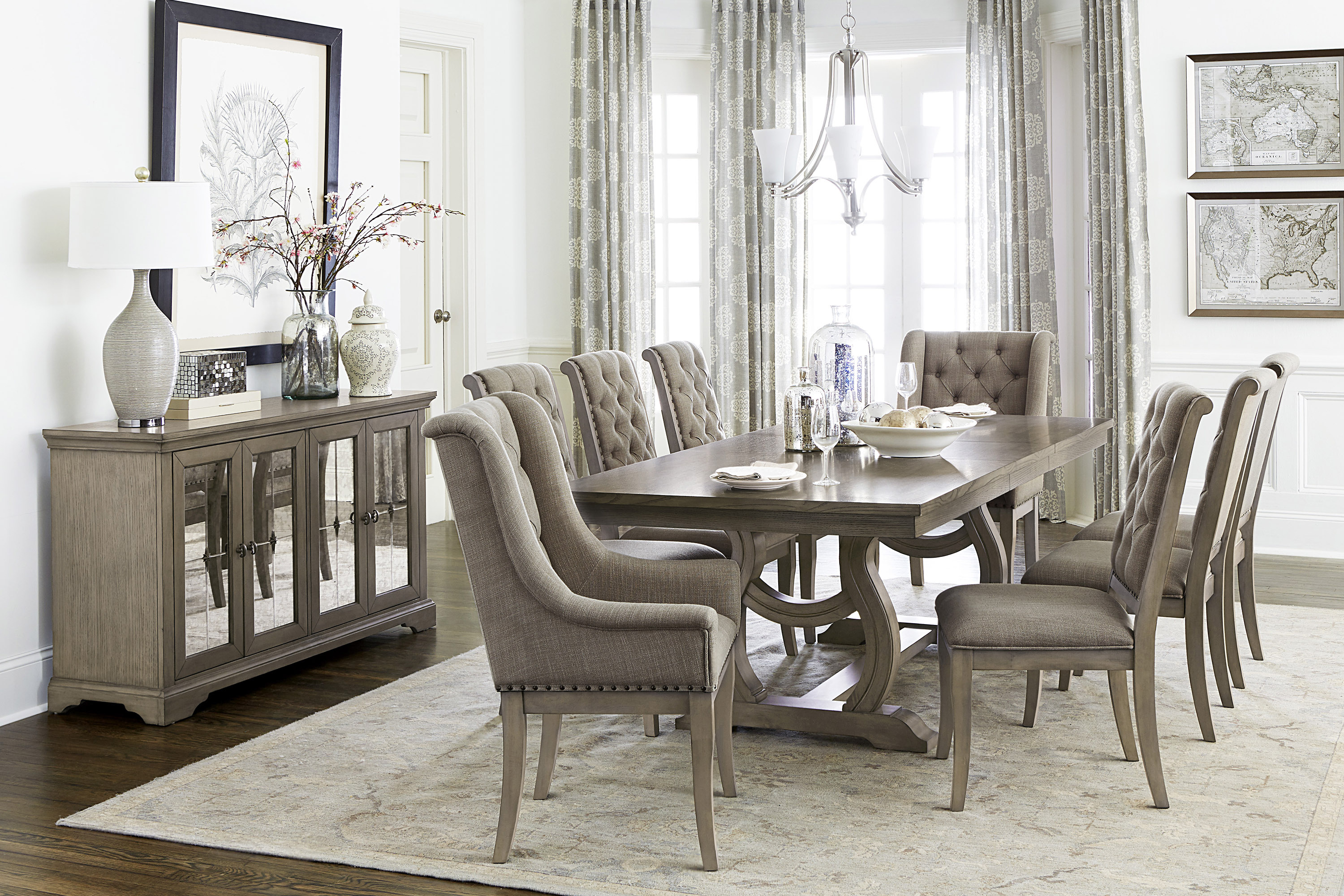Home Elegance Vermillion Server with Mirrored Door
