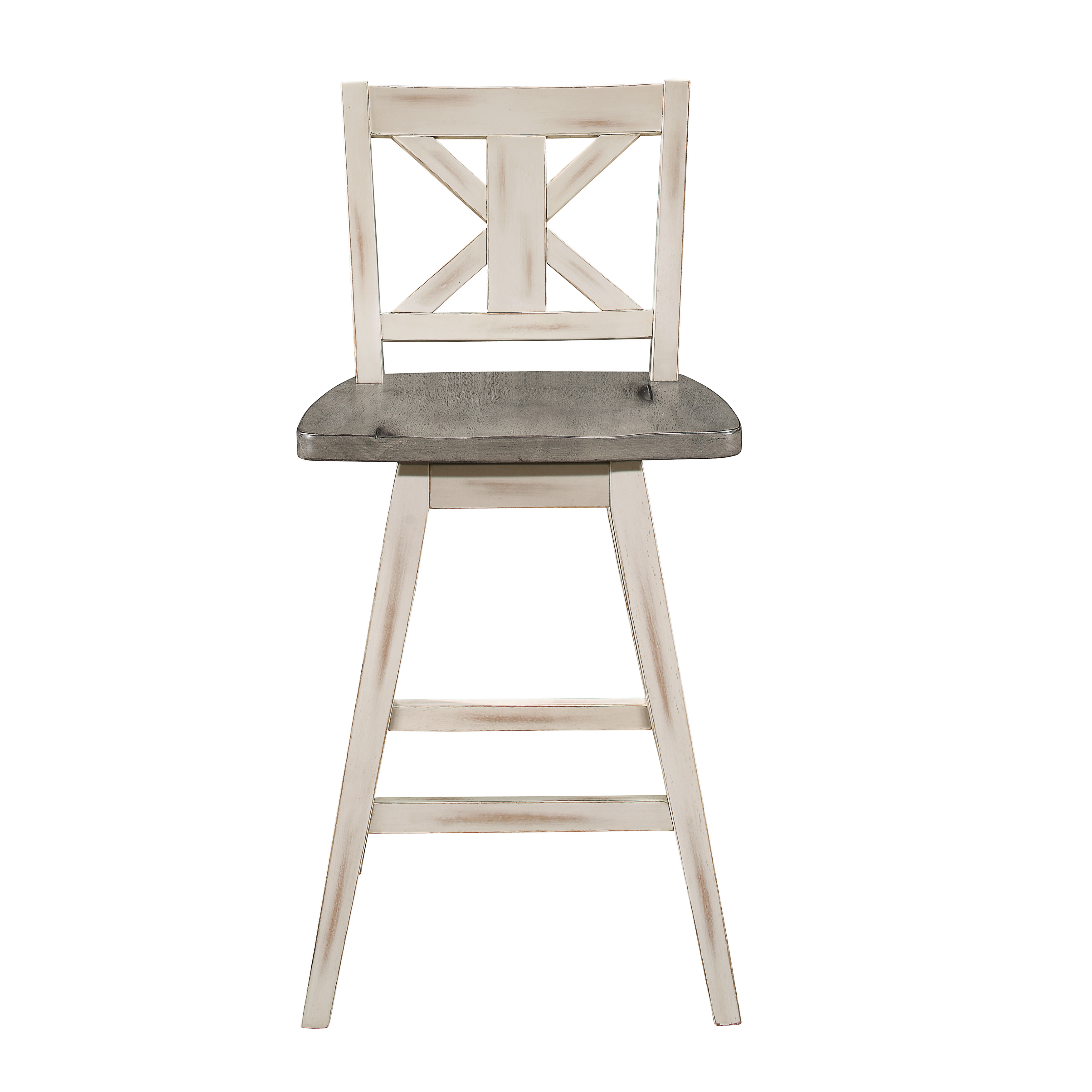 2 Home Elegance Amsonia White Gray Swivel Counter Height Chairs