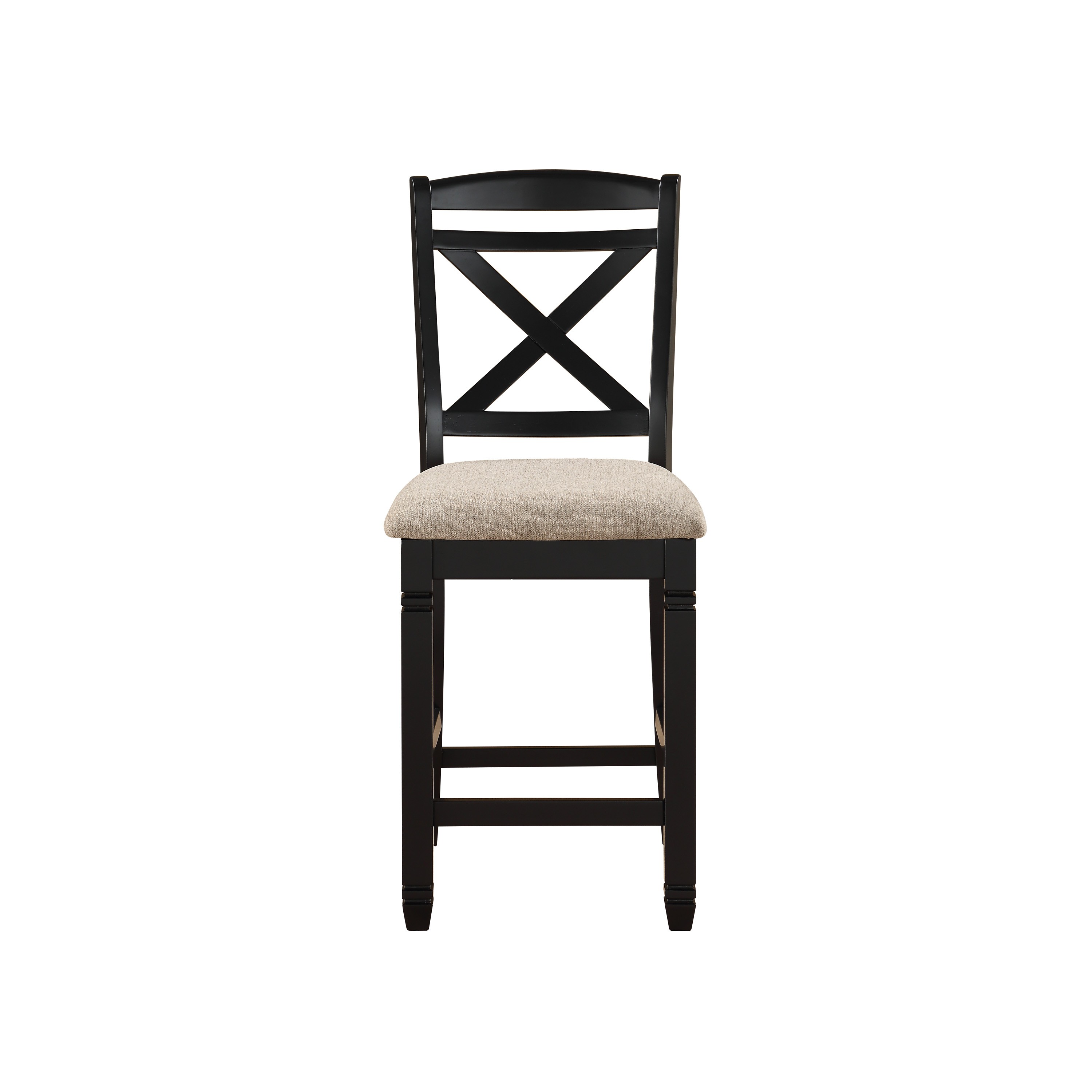 2 Home Elegance Baywater Black Beige Counter Height Chairs