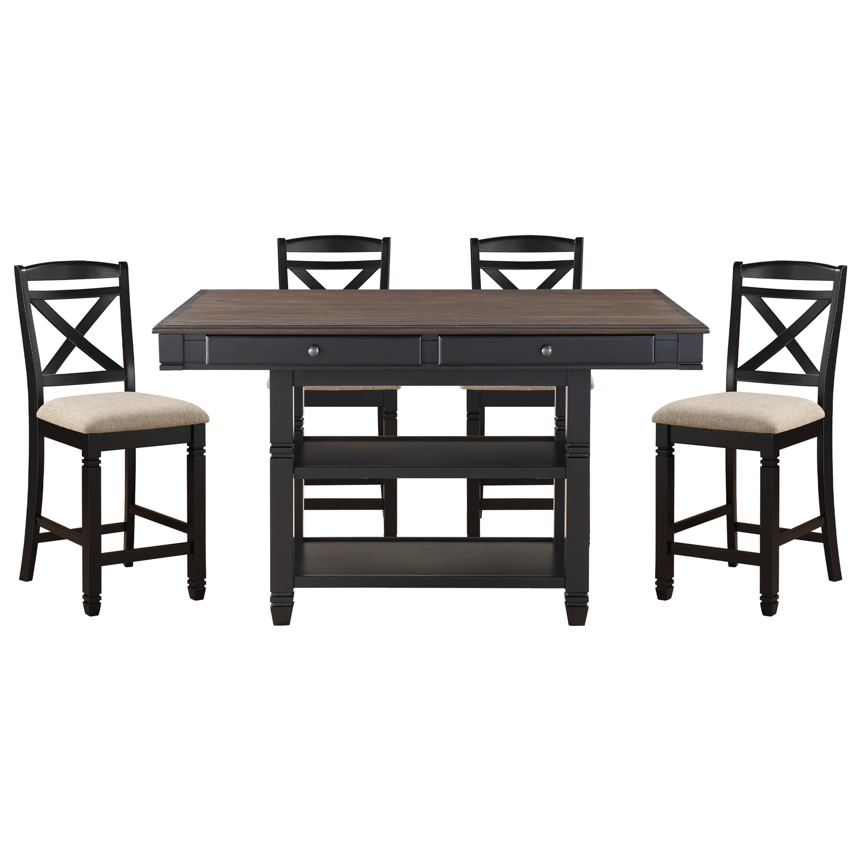 Home Elegance Baywater Black Beige 5pc Counter Height Set