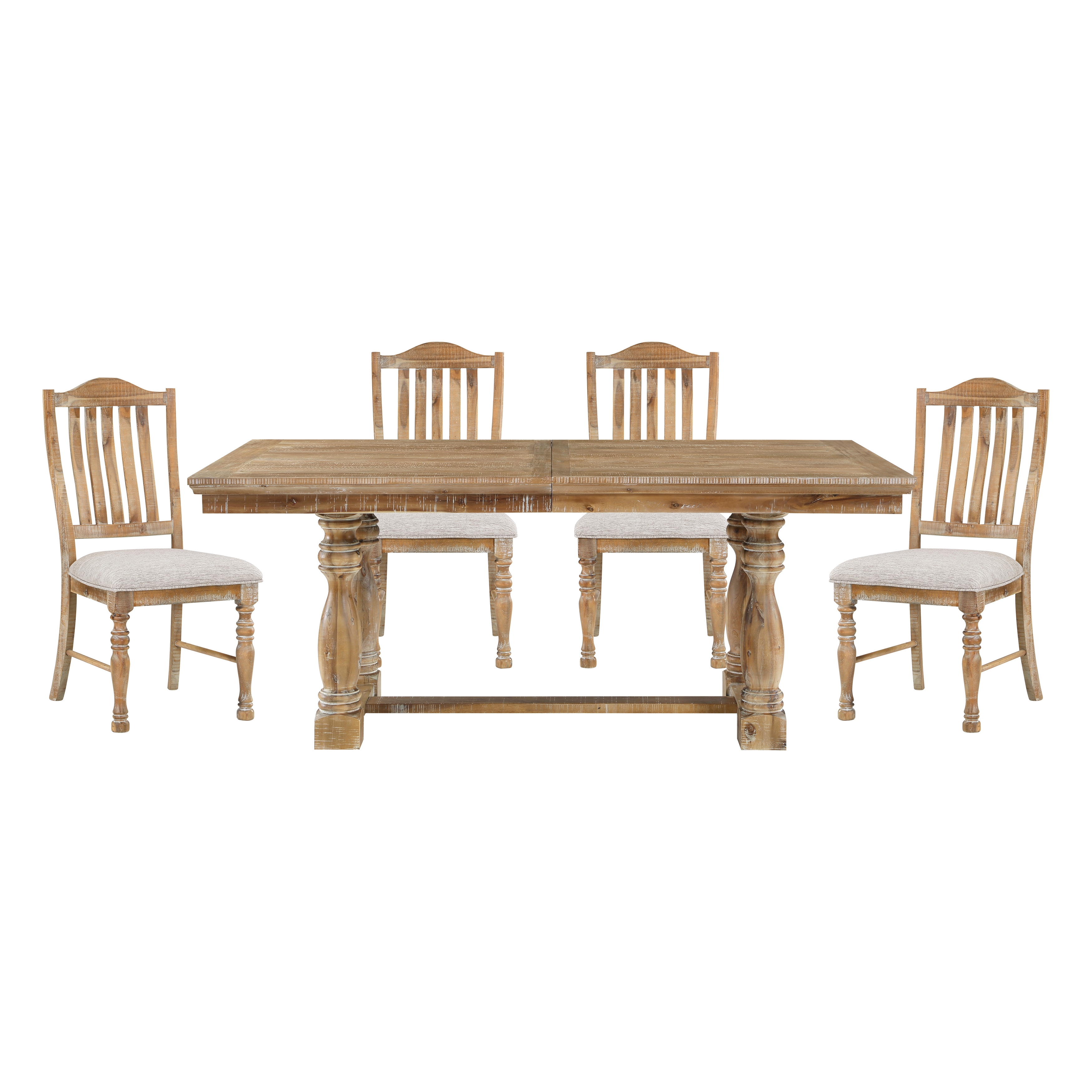 Home Elegance Weatherford Brown Natural Gray 5pc Dining Room Set