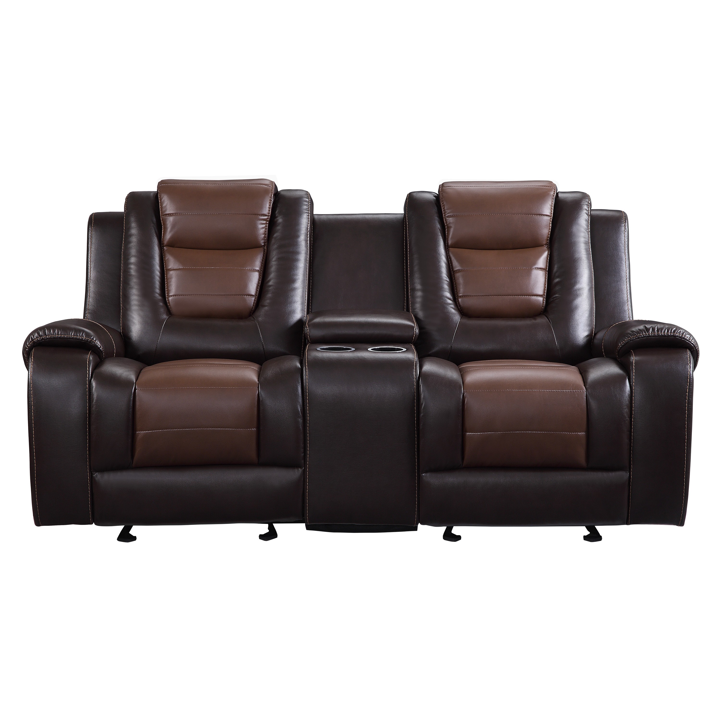 Double Glider Reclining Love Seat with Center Console