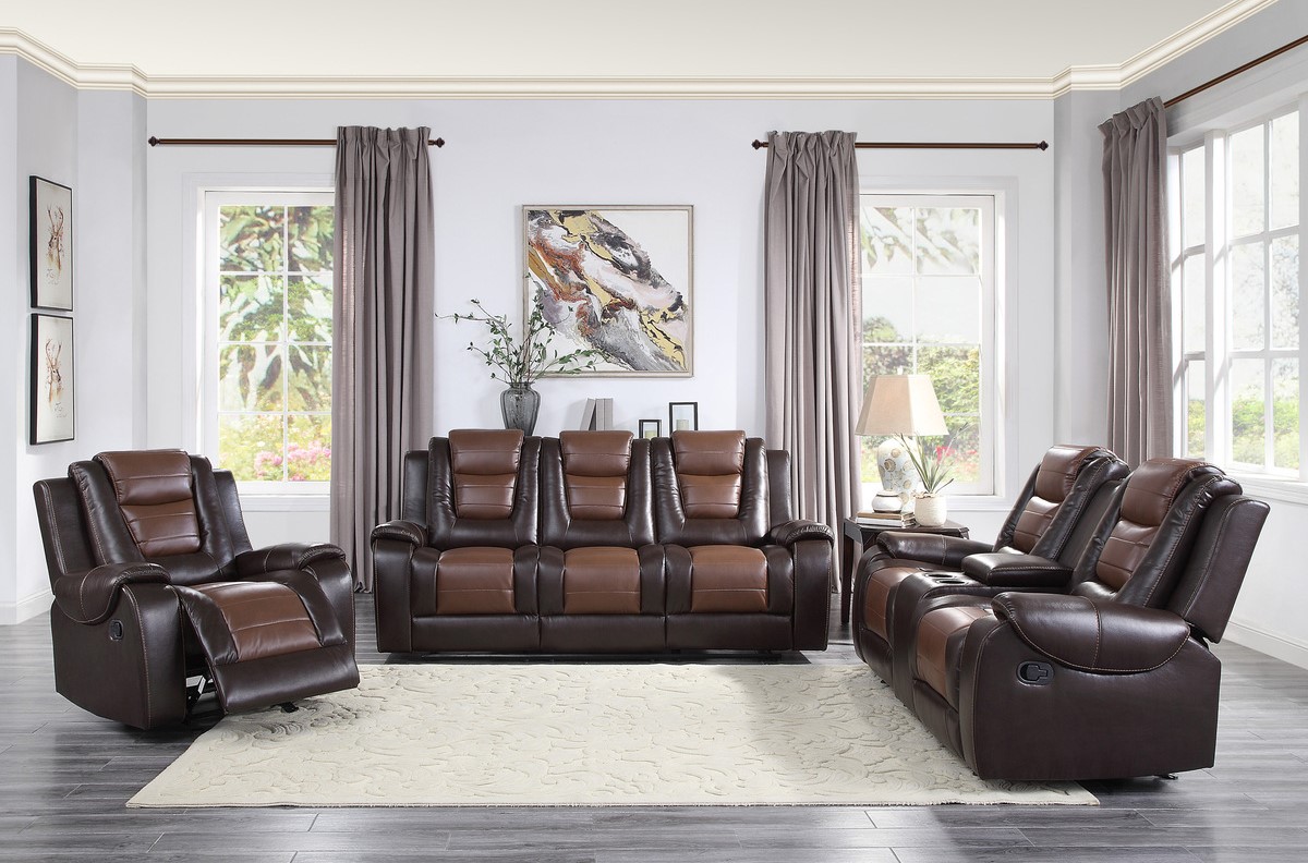 Home Elegance Briscoe Brown 3pc Living Room Set