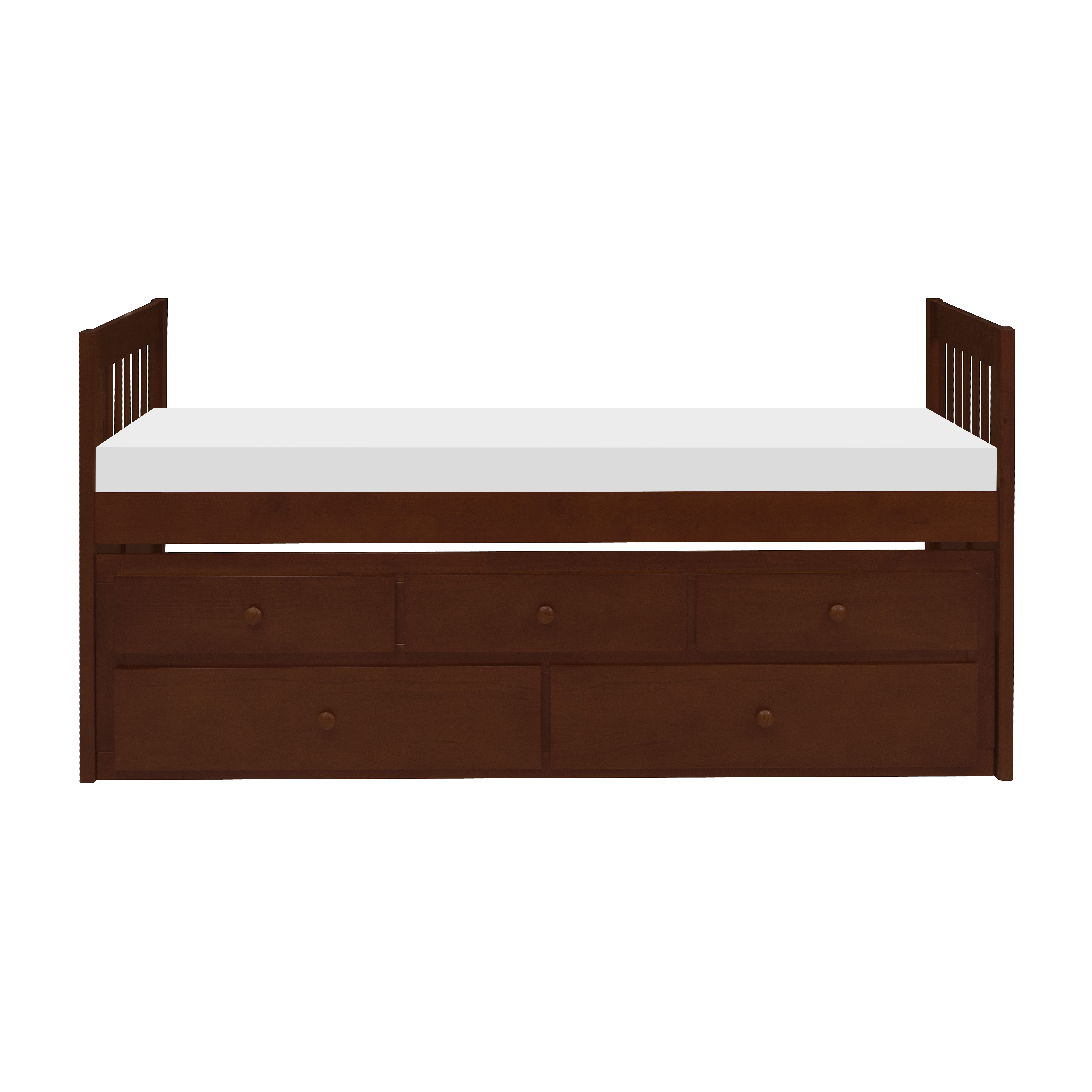 Home Elegance Rowe Cherry Twin Over Twin Trundle Bed
