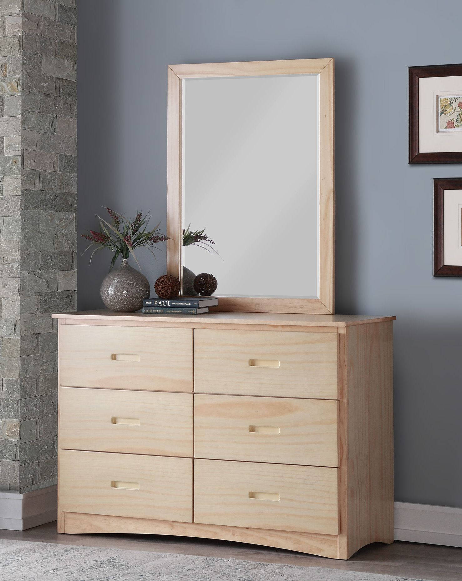 Home Elegance Bartly Natural Pine Dresser and Mirror