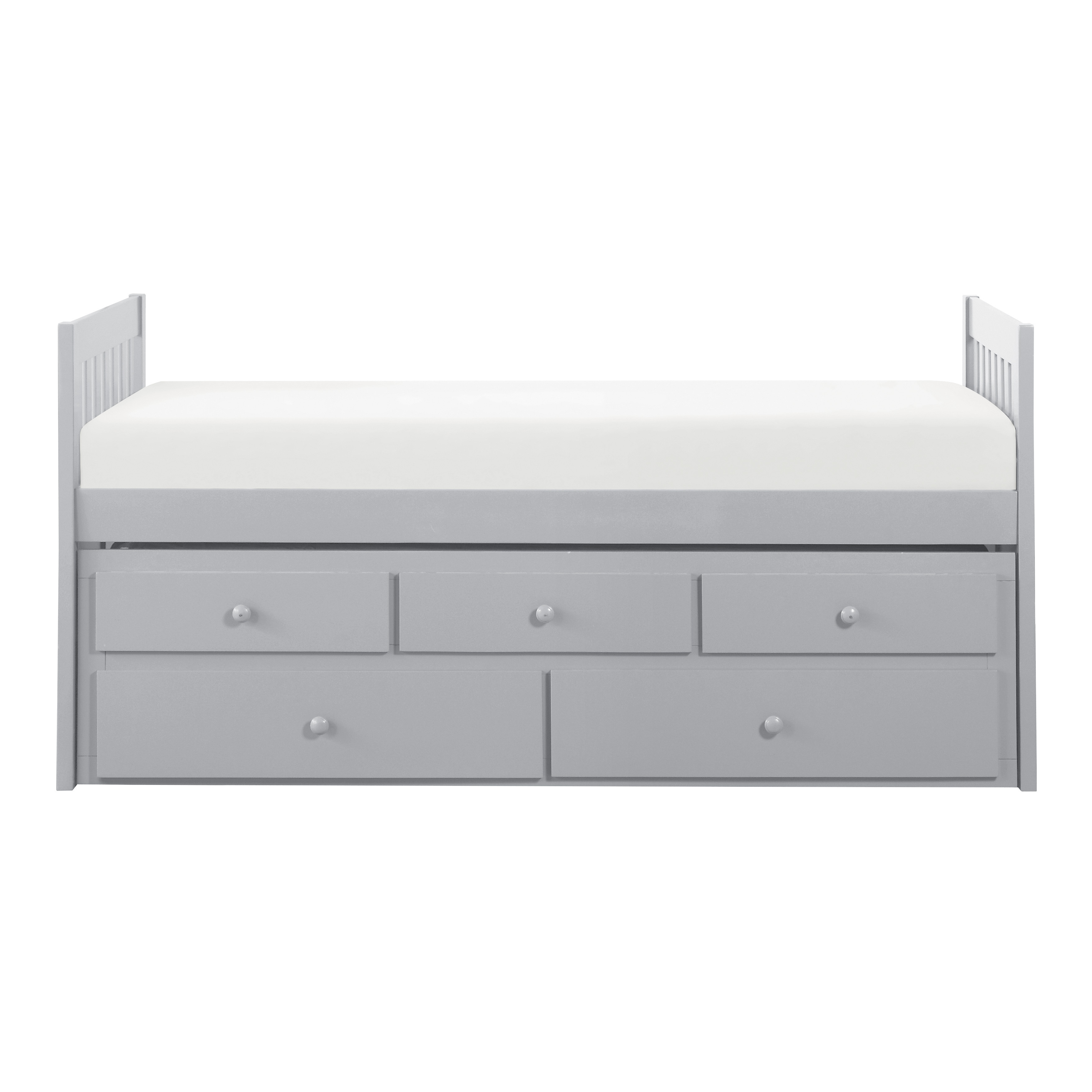 Home Elegance Orion Gray Twin Over Twin Trundle Bed