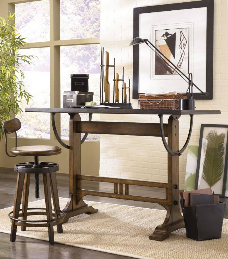 Hammary Studio Home Oak 2pc Desk and Stool Set
