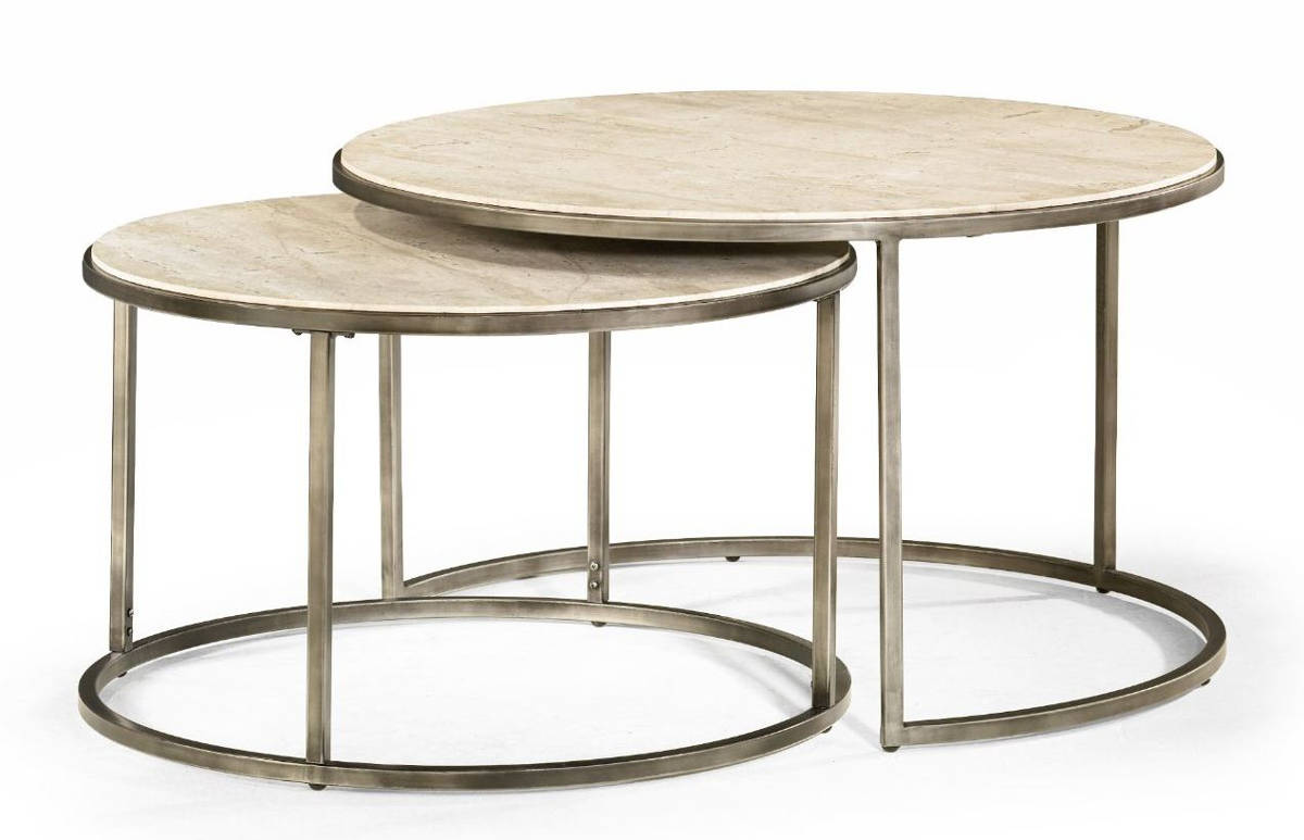 Hammary Modern Basics Natural Travertine Round Cocktail Table
