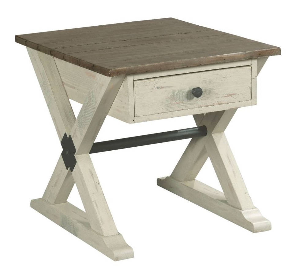 Hammary Reclamation Place Willow Sundried Natural Trestle Drawer End Table