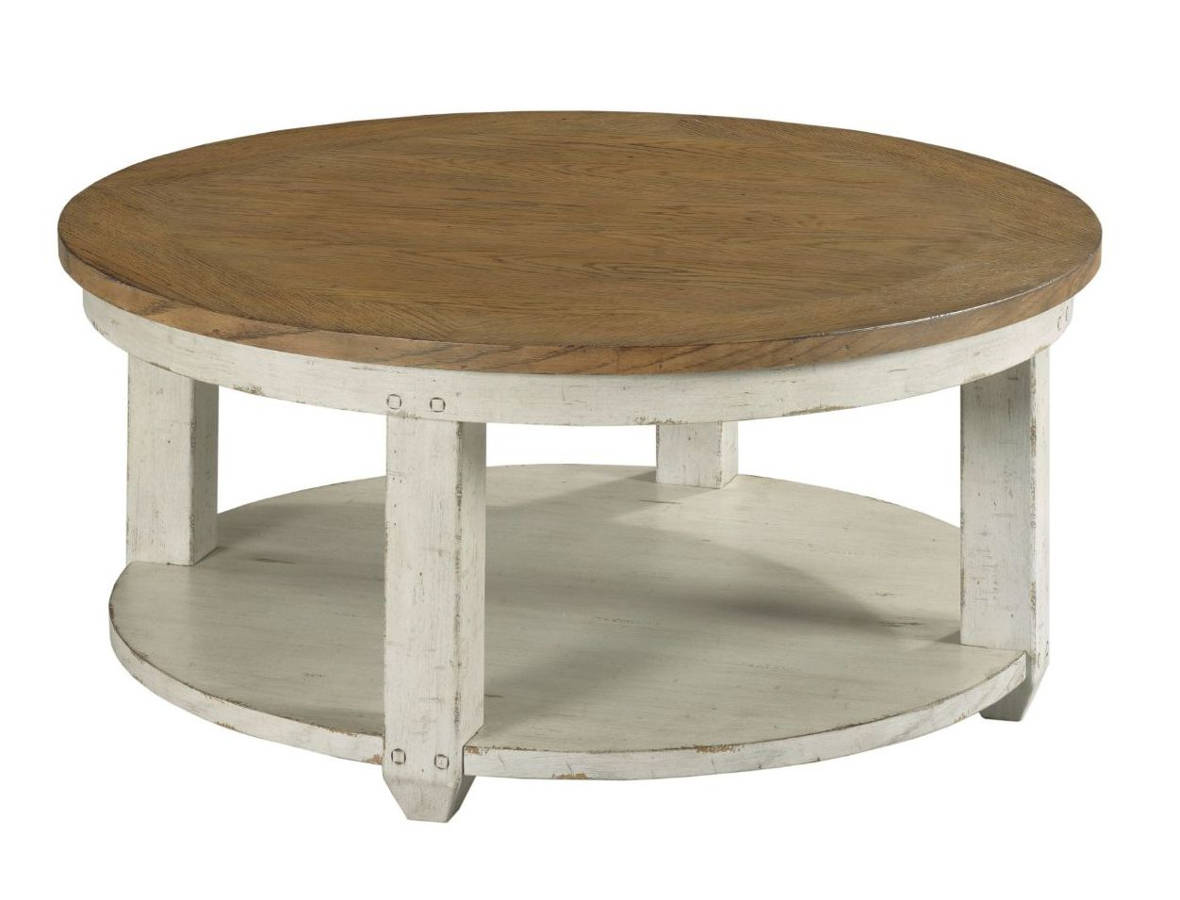 Hammary Chambers Medium Brown Rustic Chalk White Round Coffee Table