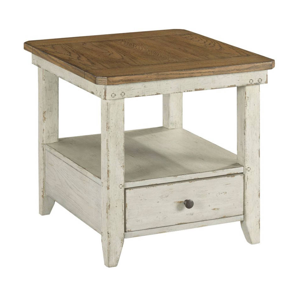 Hammary Chambers Medium Brown Rustic Chalk White Rectangular Drawer End