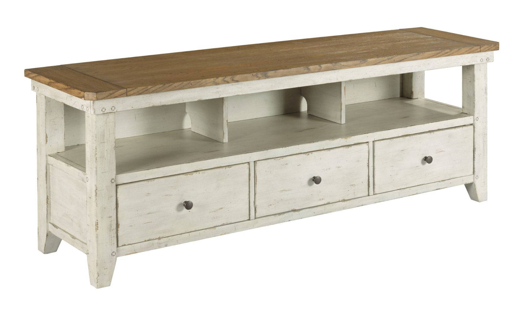 Hammary Chambers Medium Brown Rustic Chalk White Entertainment Console