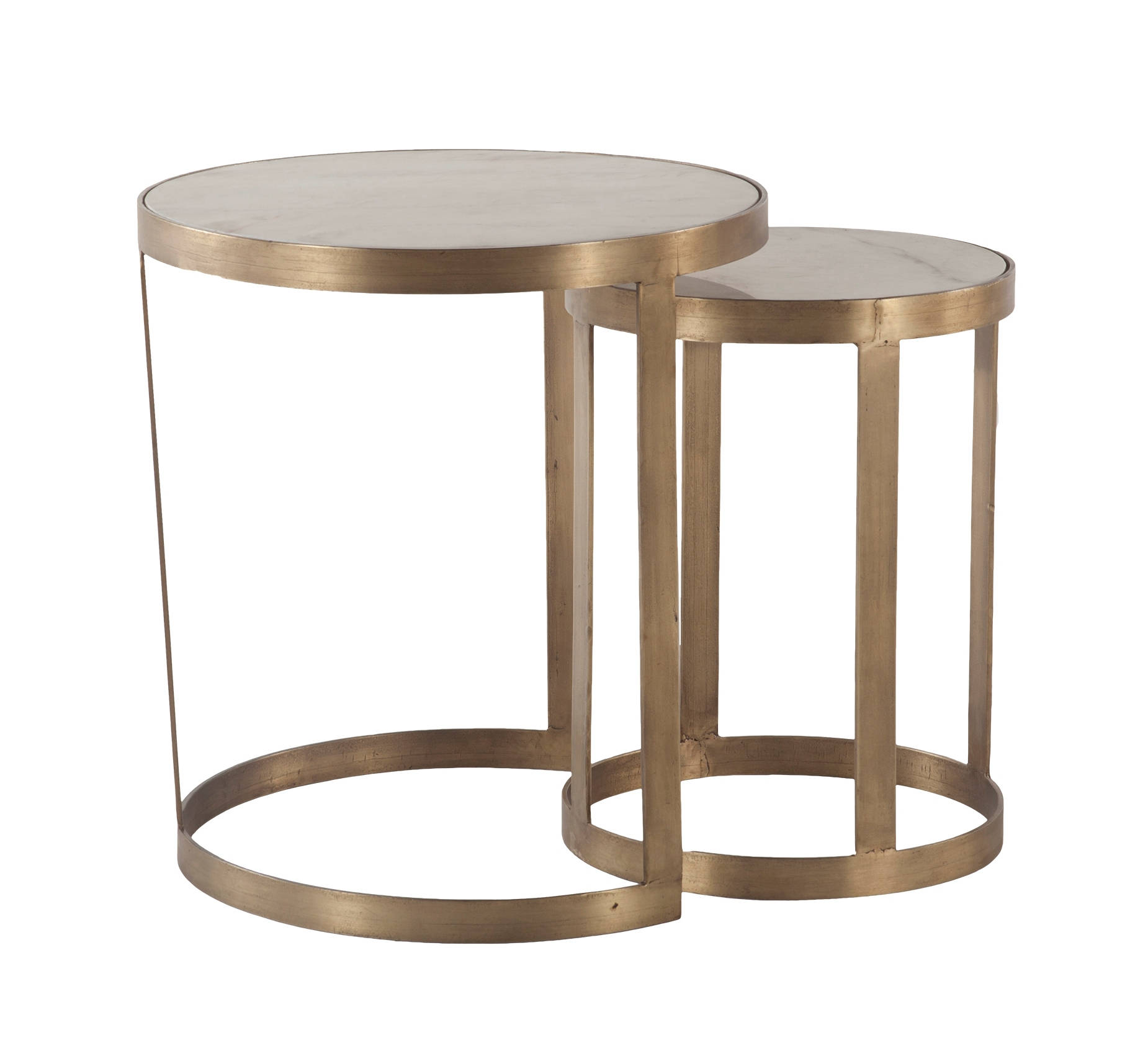World Interiors Leonardo White Marble 2pc Side Table