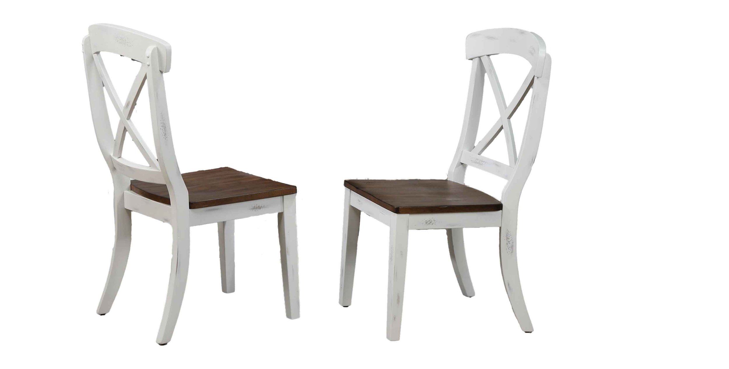 2 Iconic Furniture Distressed Cocoa Brown White Dining Chair