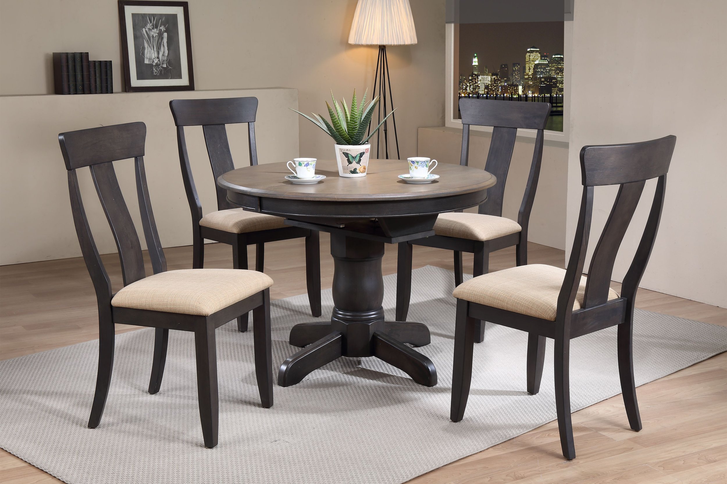 Iconic Furniture Grey Blackstone Round Upholstered 5pc Dining Set