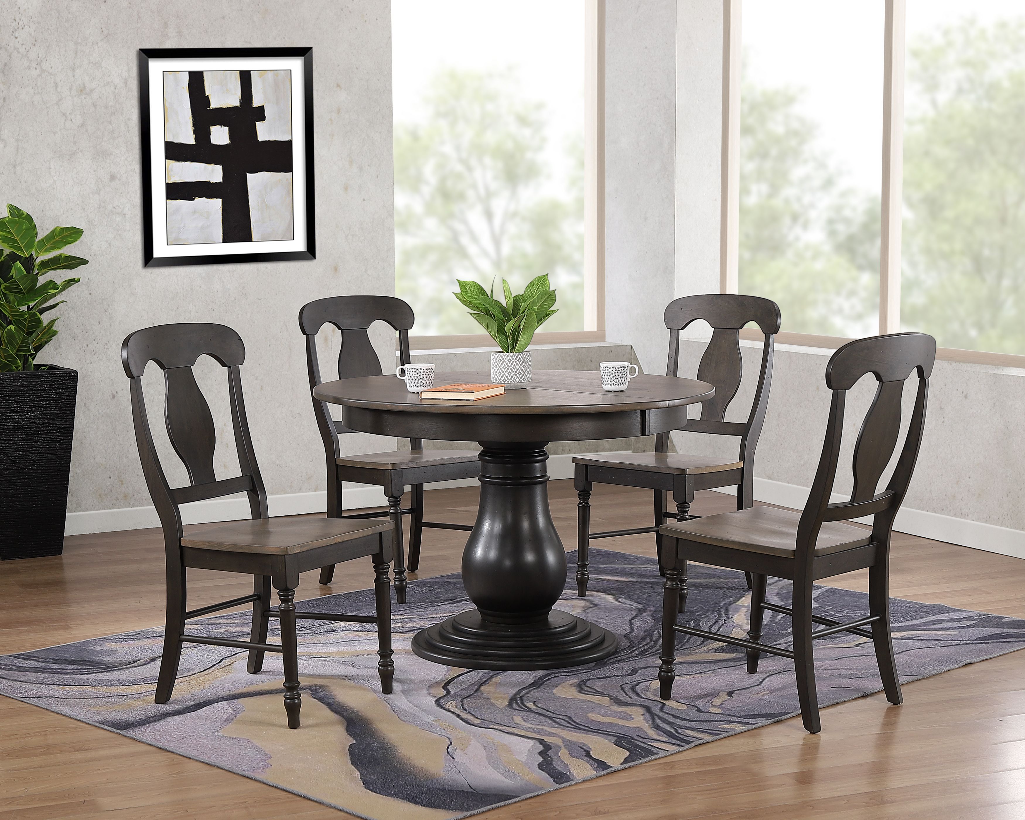 Iconic Furniture Antiqued Grey Blackstone 5pc Bella Dining Set