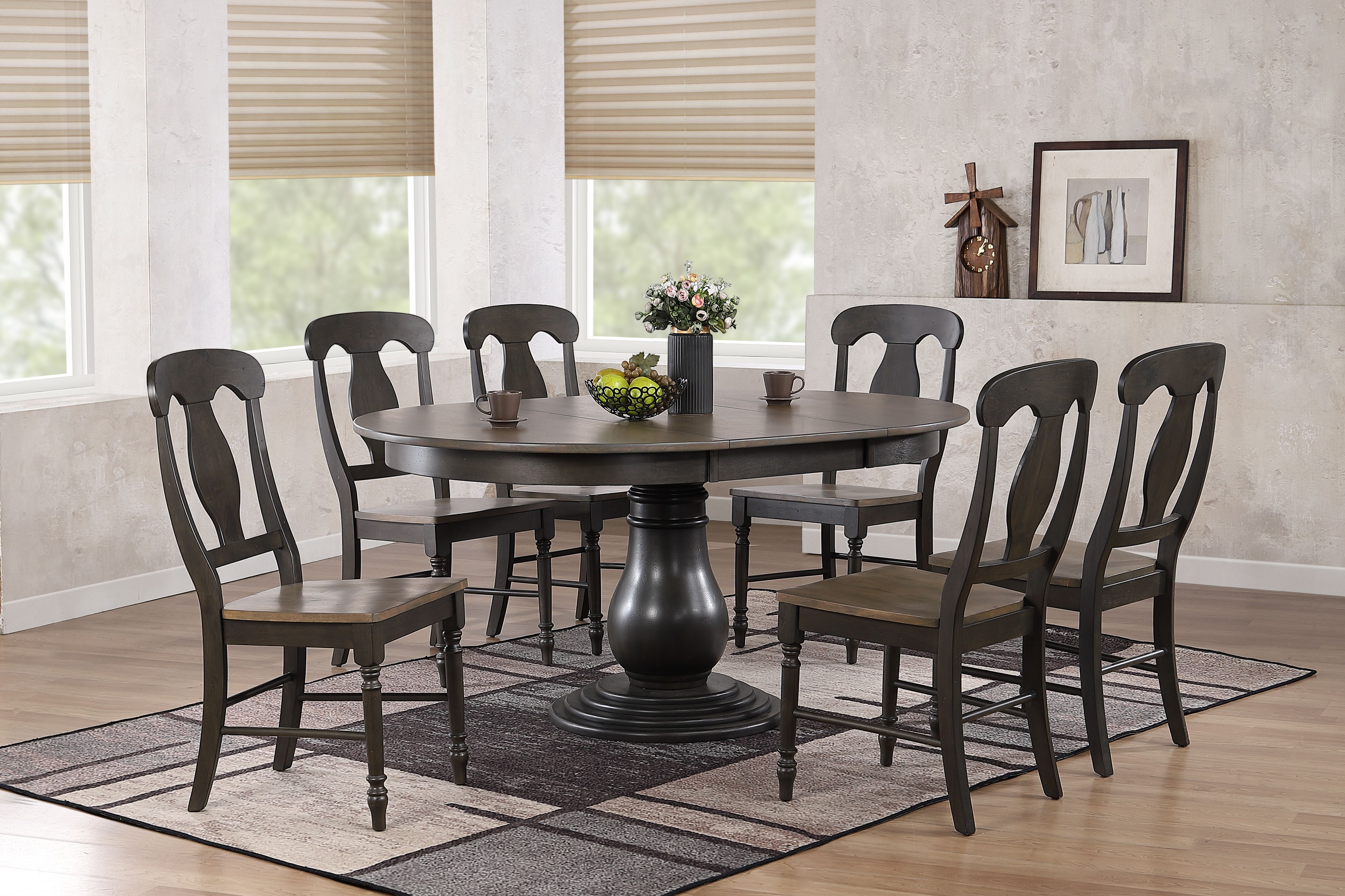 Iconic Furniture Antiqued Grey Blackstone 7pc Bella Dining Set