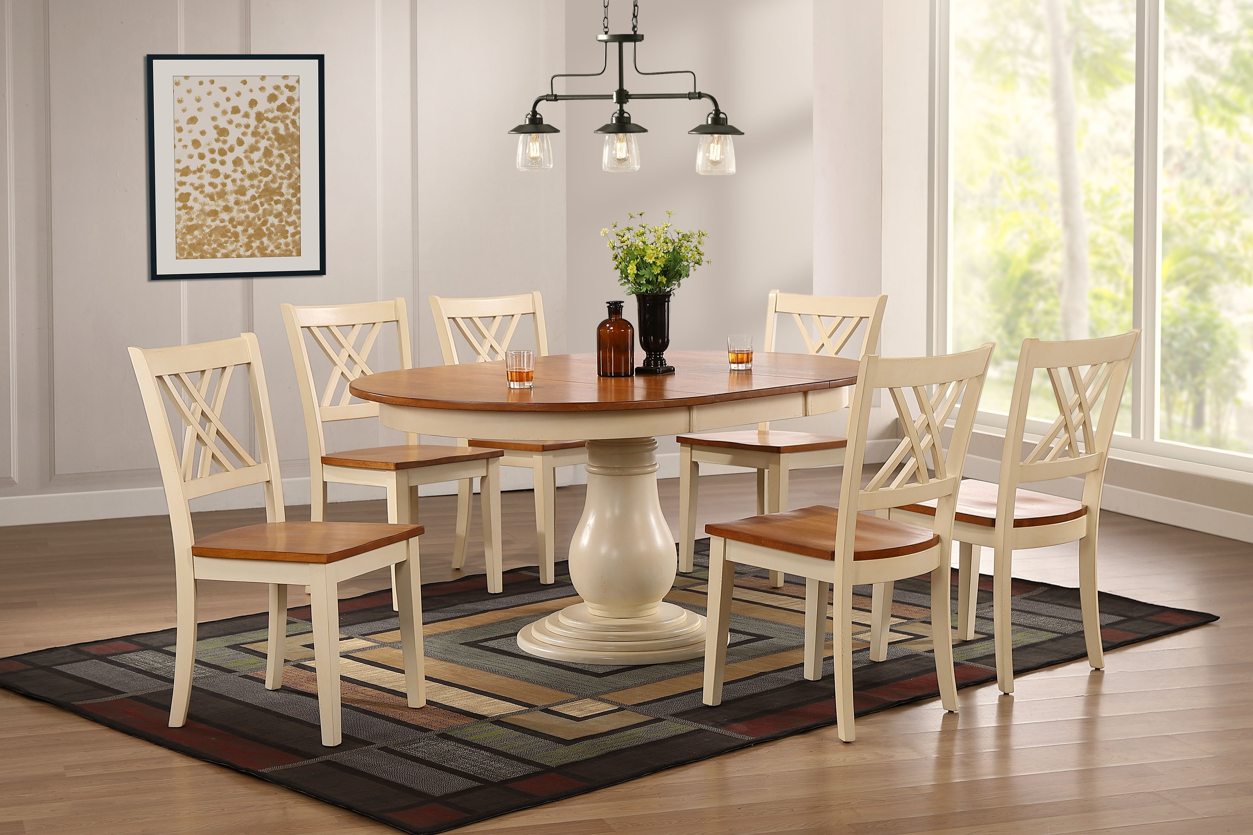 Iconic Furniture Caramel Biscotti Transitional 7pc Bella Dining Set