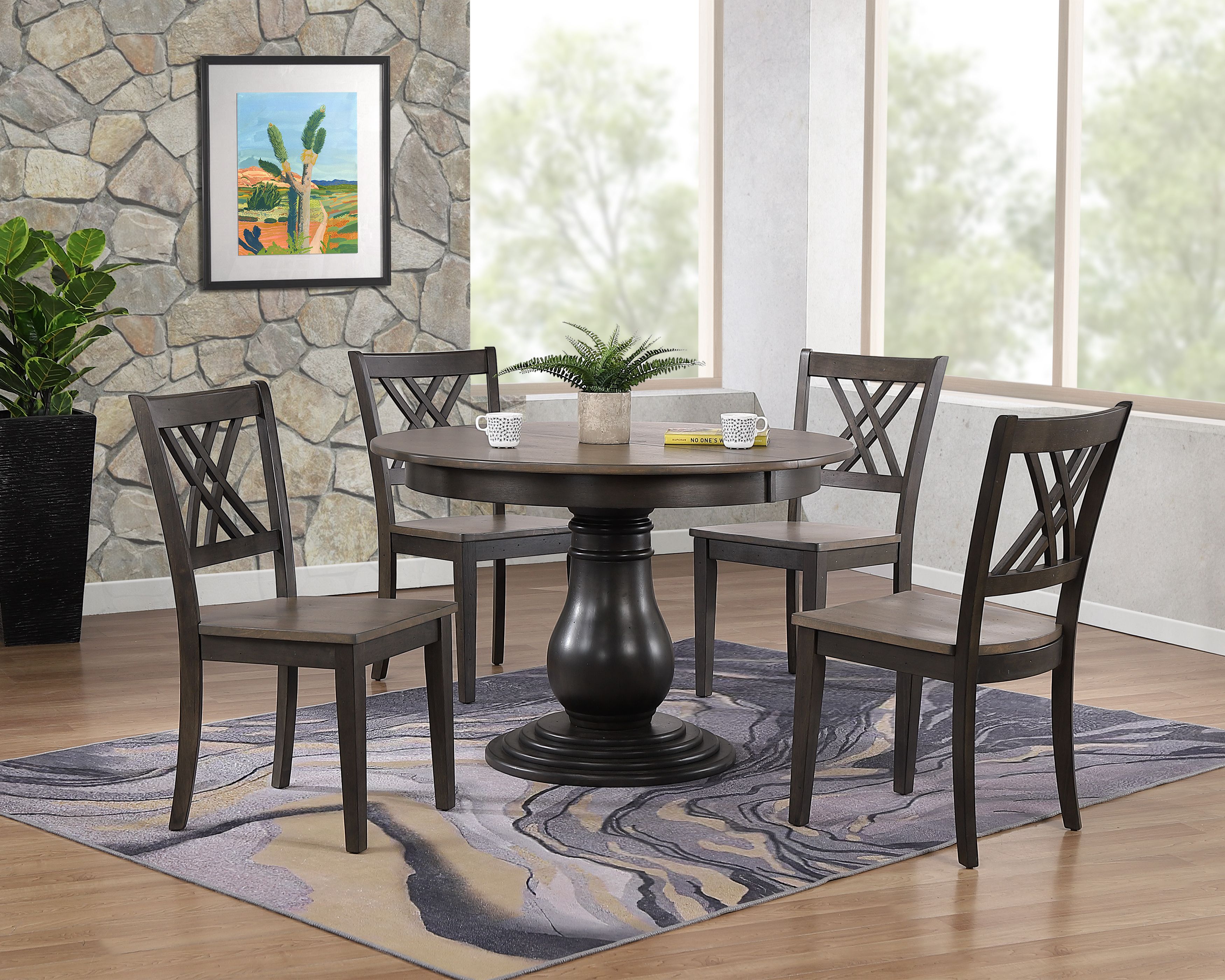 Iconic Furniture Grey Blackstone Transitional 5pc Bella Dining Set