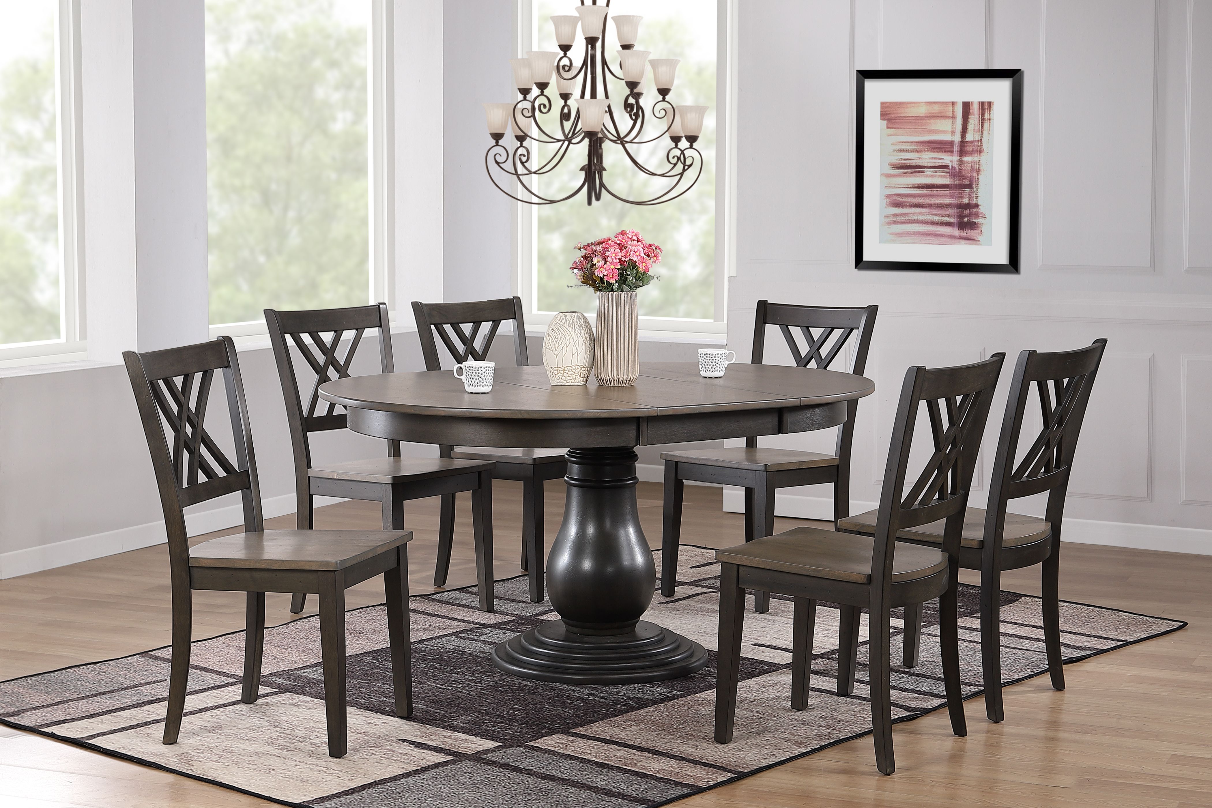 Iconic Furniture Grey Blackstone Transitional 7pc Bella Dining Set
