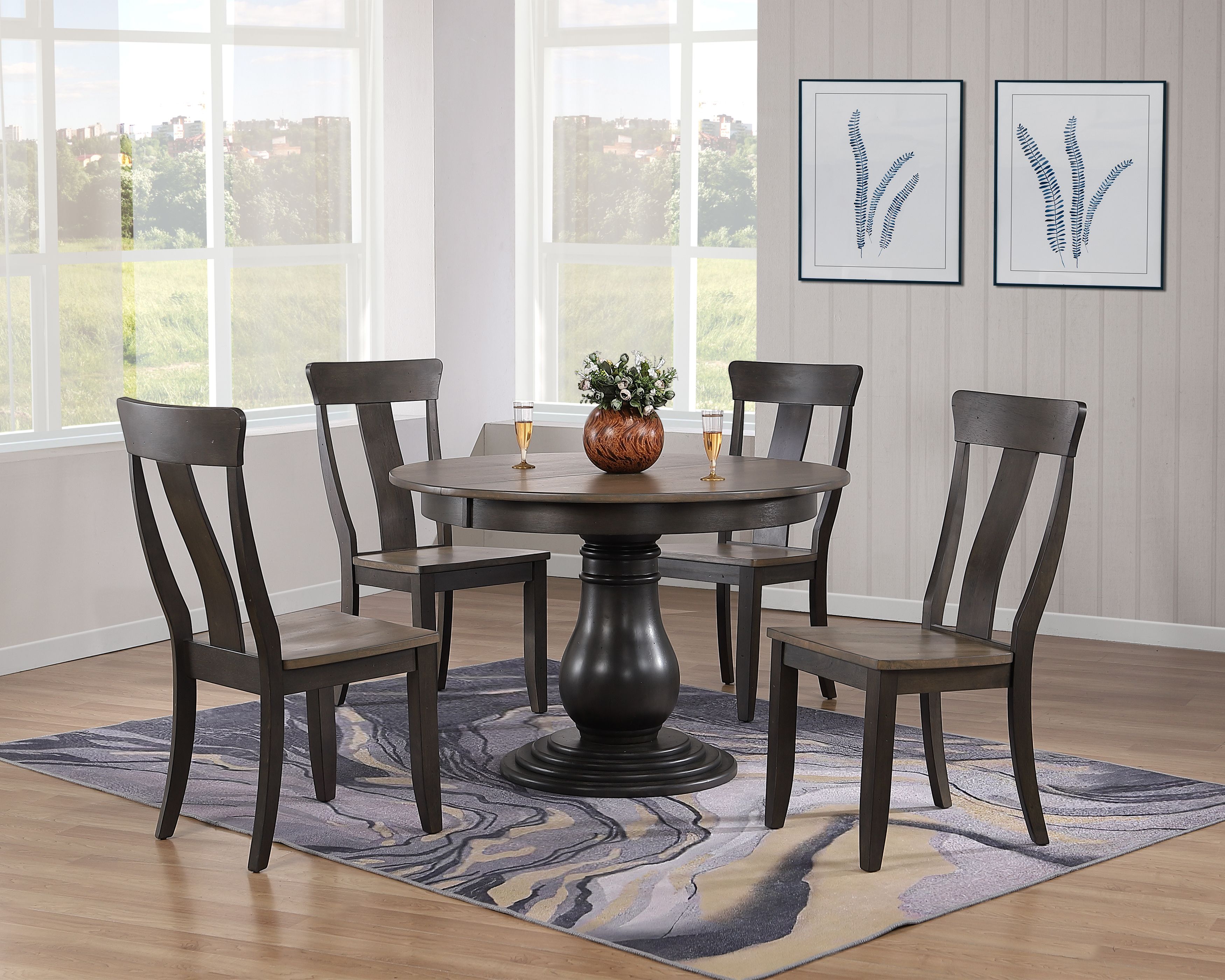 Iconic Furniture Grey Blackstone Round 5pc Bella Dining Set