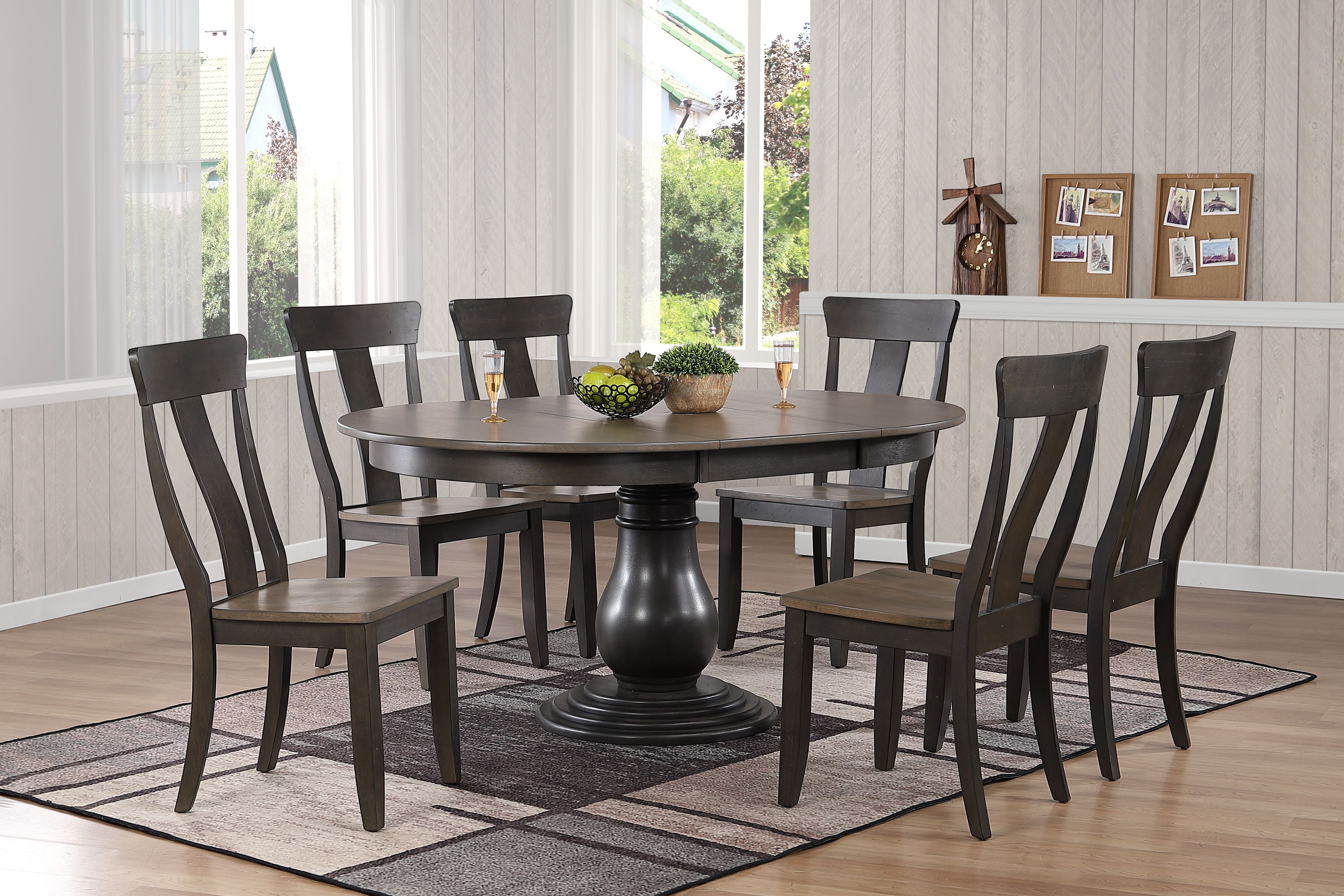 Iconic Furniture Grey Blackstone Round 7pc Bella Dining Set