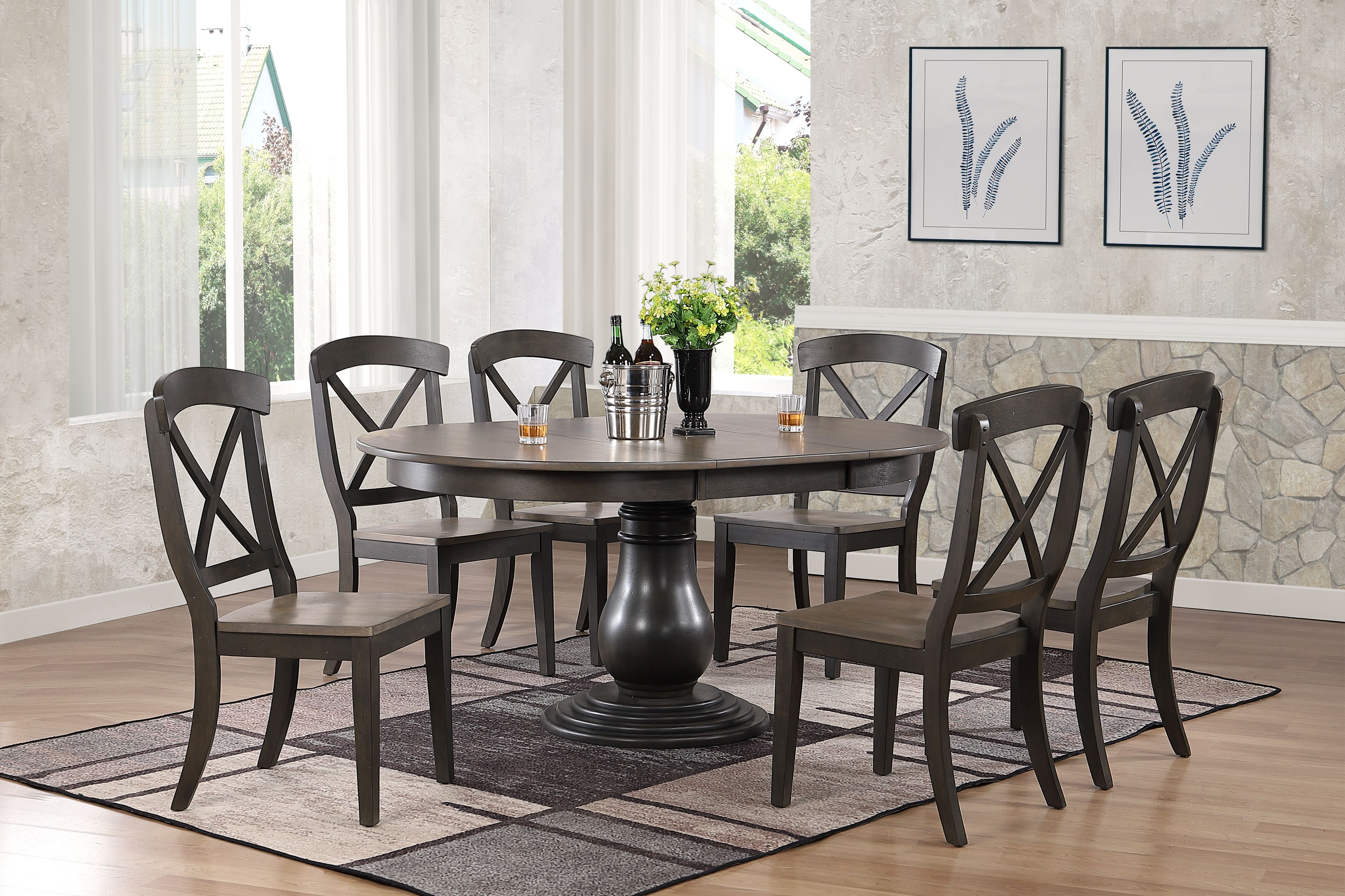 Iconic Furniture Grey Blackstone 7pc Bella Dining Set