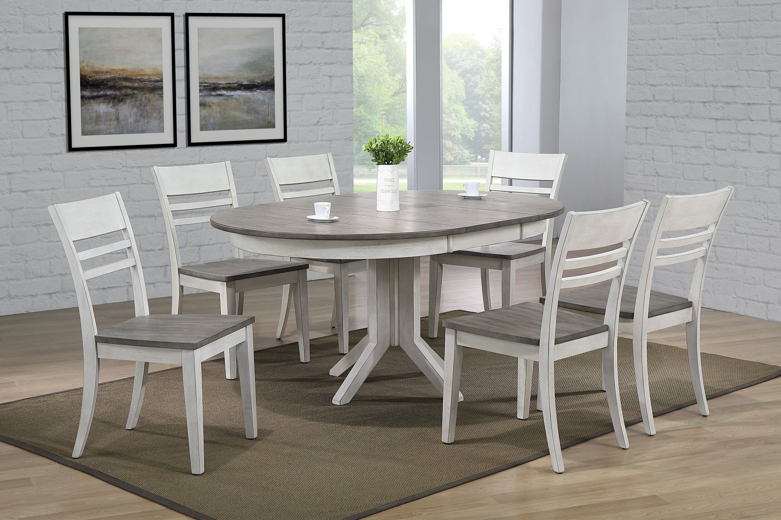 Iconic Furniture Ash Stormy White Contemporary 7pc Dining Set